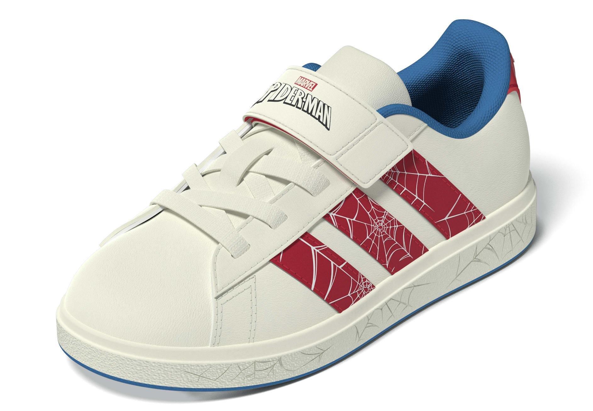 Kids Unisex adidas Marvel Spider-Man Grand Court Shoes, White, A701_ONE, large image number 11