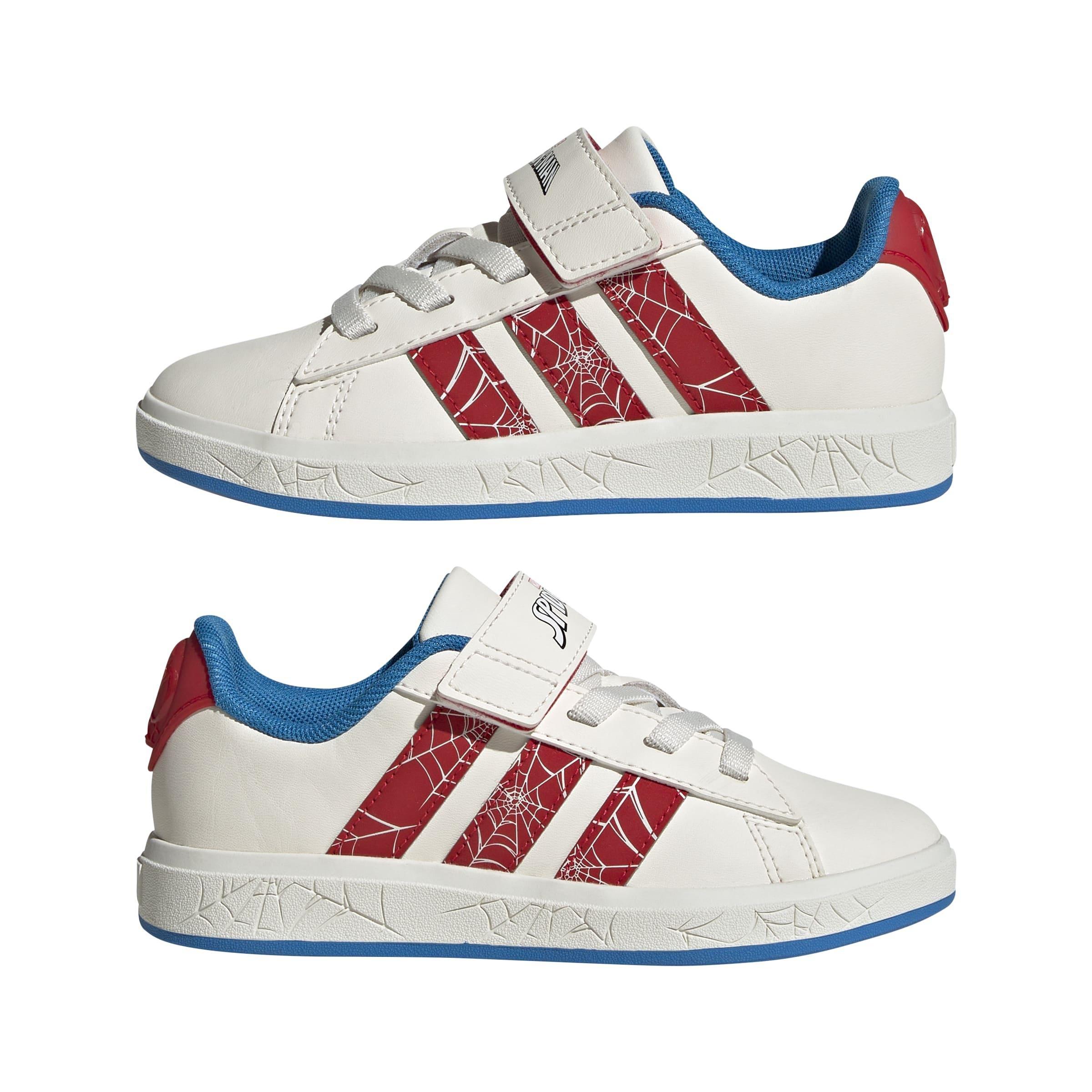 Kids Unisex adidas Marvel Spider-Man Grand Court Shoes, White, A701_ONE, large image number 12