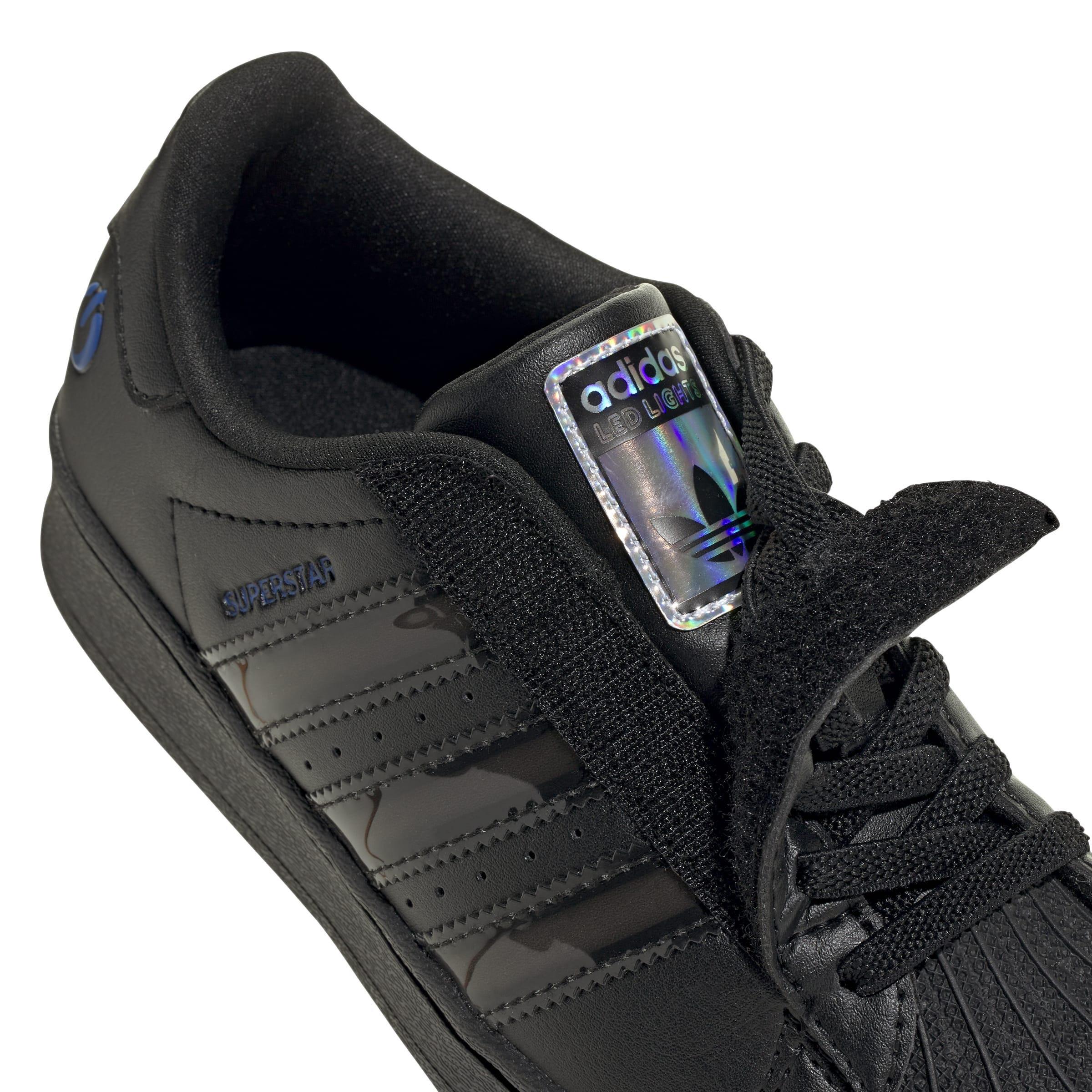 Kids Unisex Superstar Led Lights Comfort Closure Elastic Lace Shoes, Black, , large image number 4