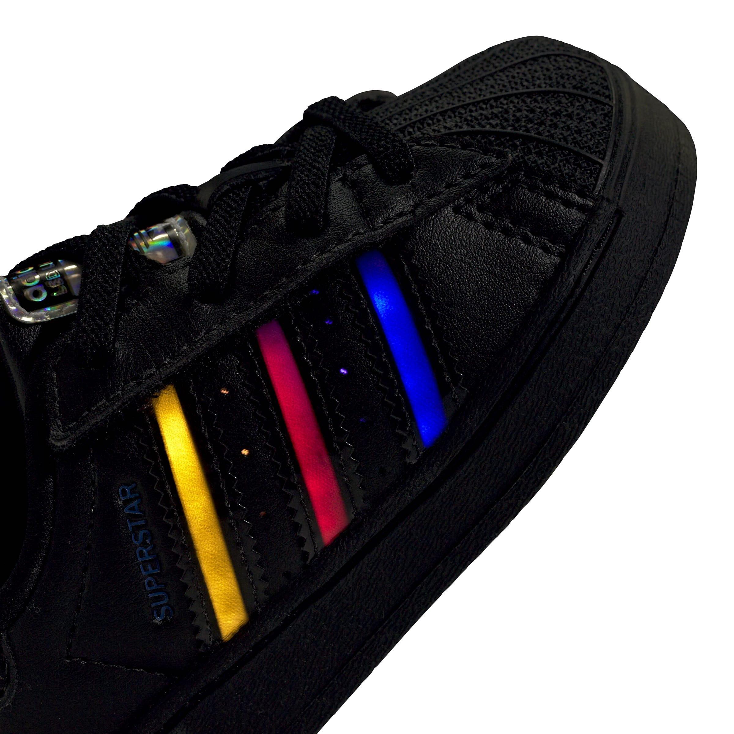 Kids Unisex Superstar Led Lights Comfort Closure Elastic Lace Shoes, Black, A701_ONE, large image number 6