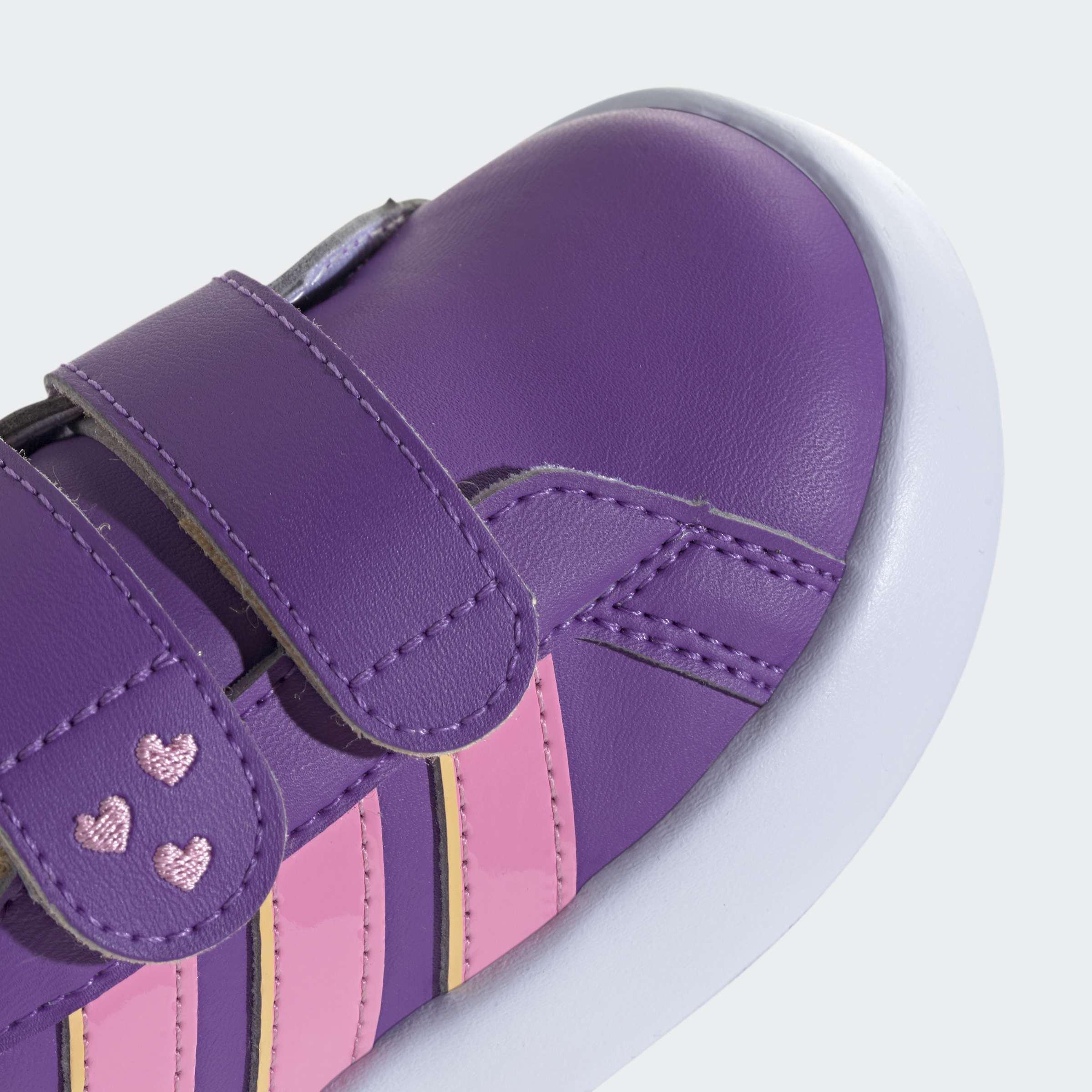 Kids Unisex Adidas Disney Minnie Mouse Grand Court Shoes, Purple, A701_ONE, large image number 5