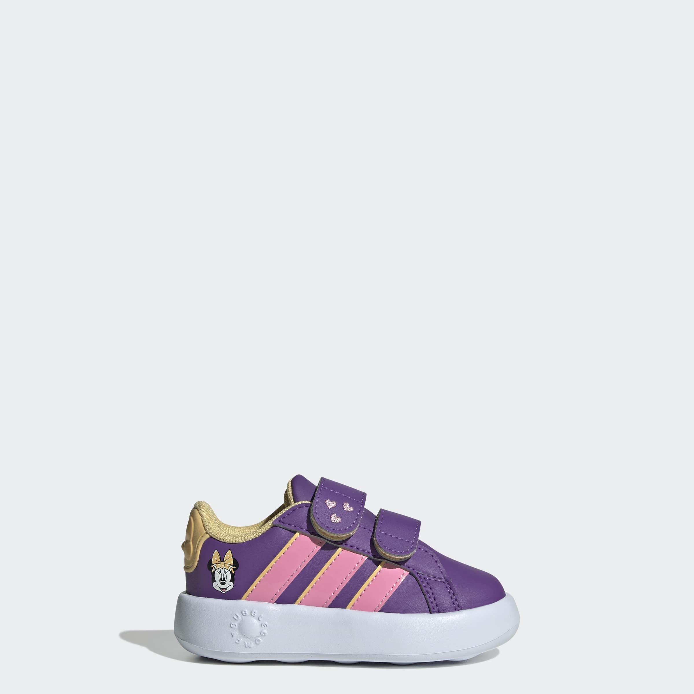 Kids Unisex Adidas Disney Minnie Mouse Grand Court Shoes, Purple, A701_ONE, large image number 6