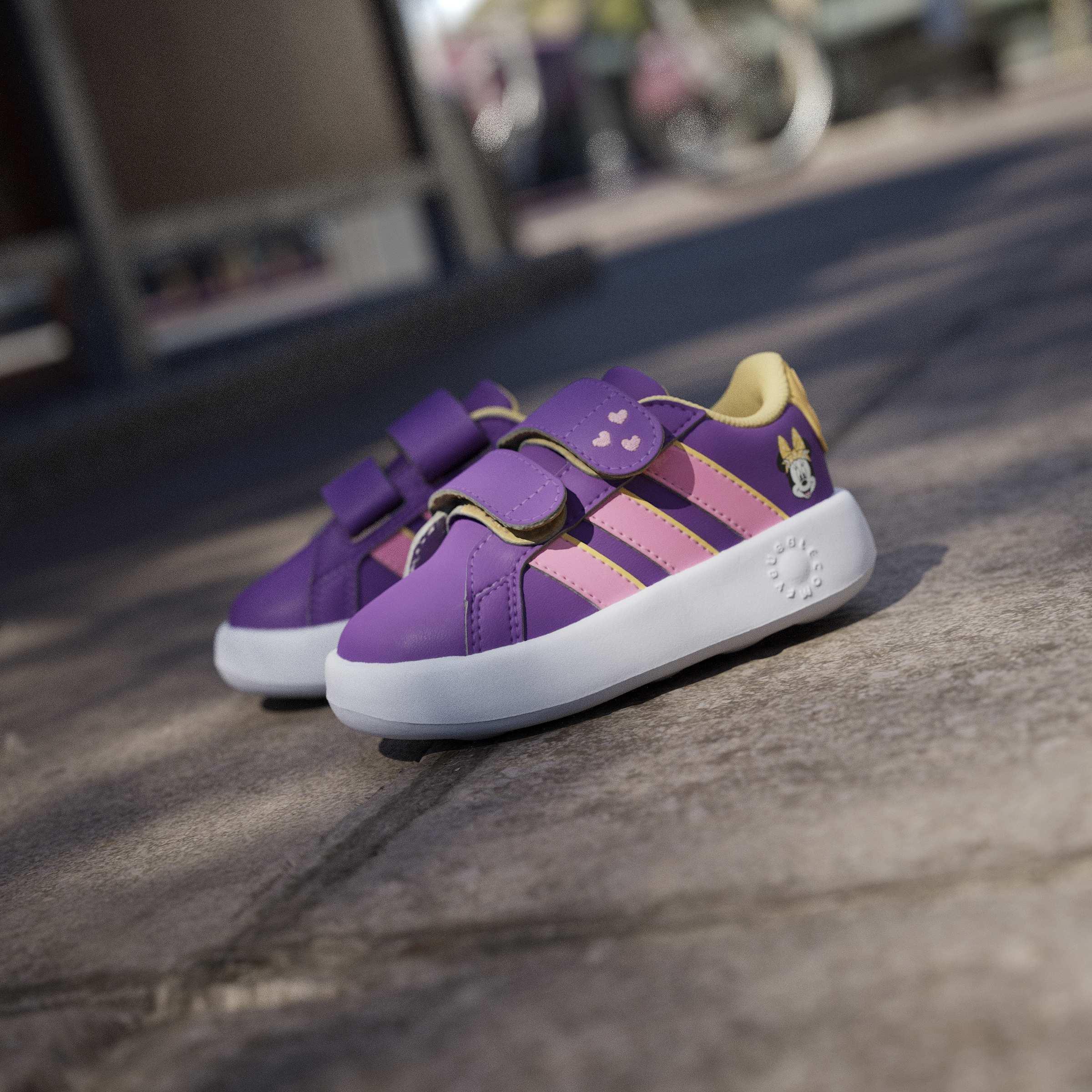 Kids Unisex Adidas Disney Minnie Mouse Grand Court Shoes, Purple, A701_ONE, large image number 10