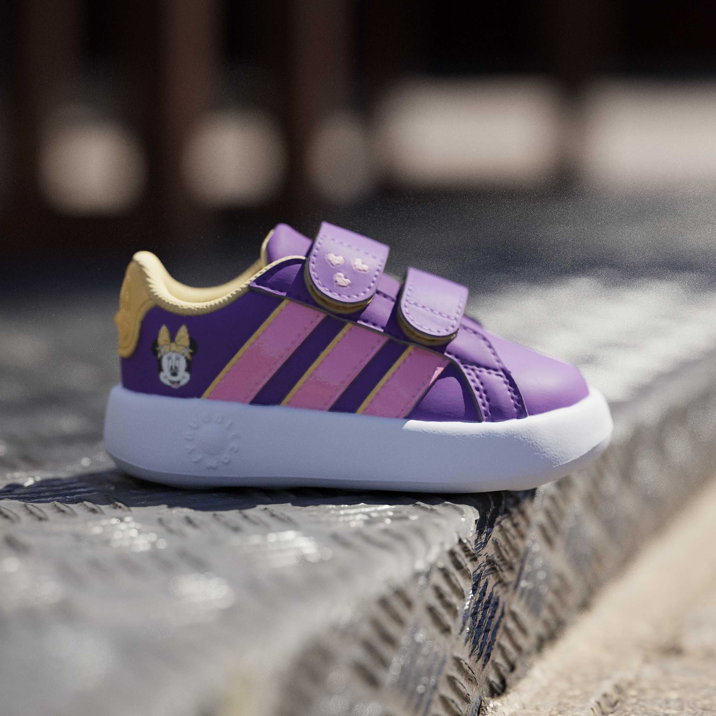 Kids Unisex Adidas Disney Minnie Mouse Grand Court Shoes, Purple, A701_ONE, large image number 11