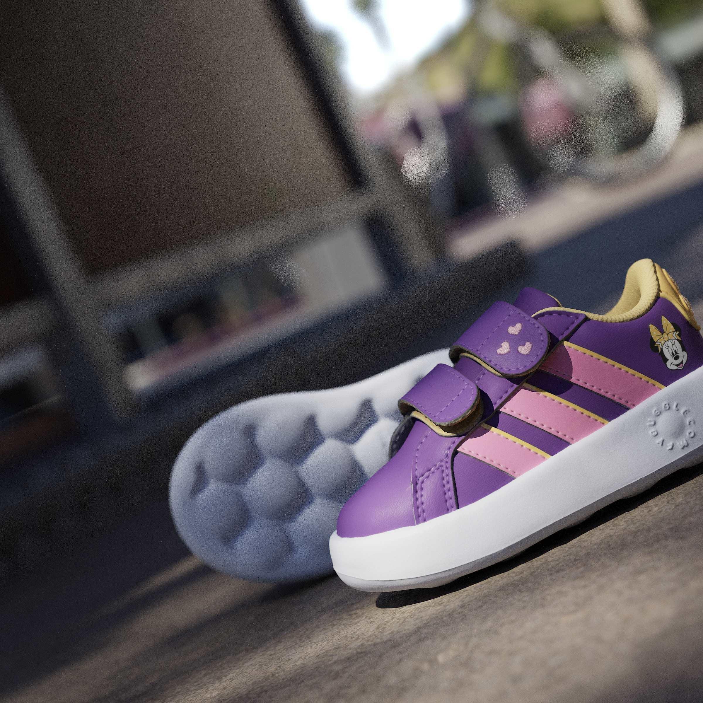 Kids Unisex Adidas Disney Minnie Mouse Grand Court Shoes, Purple, A701_ONE, large image number 12