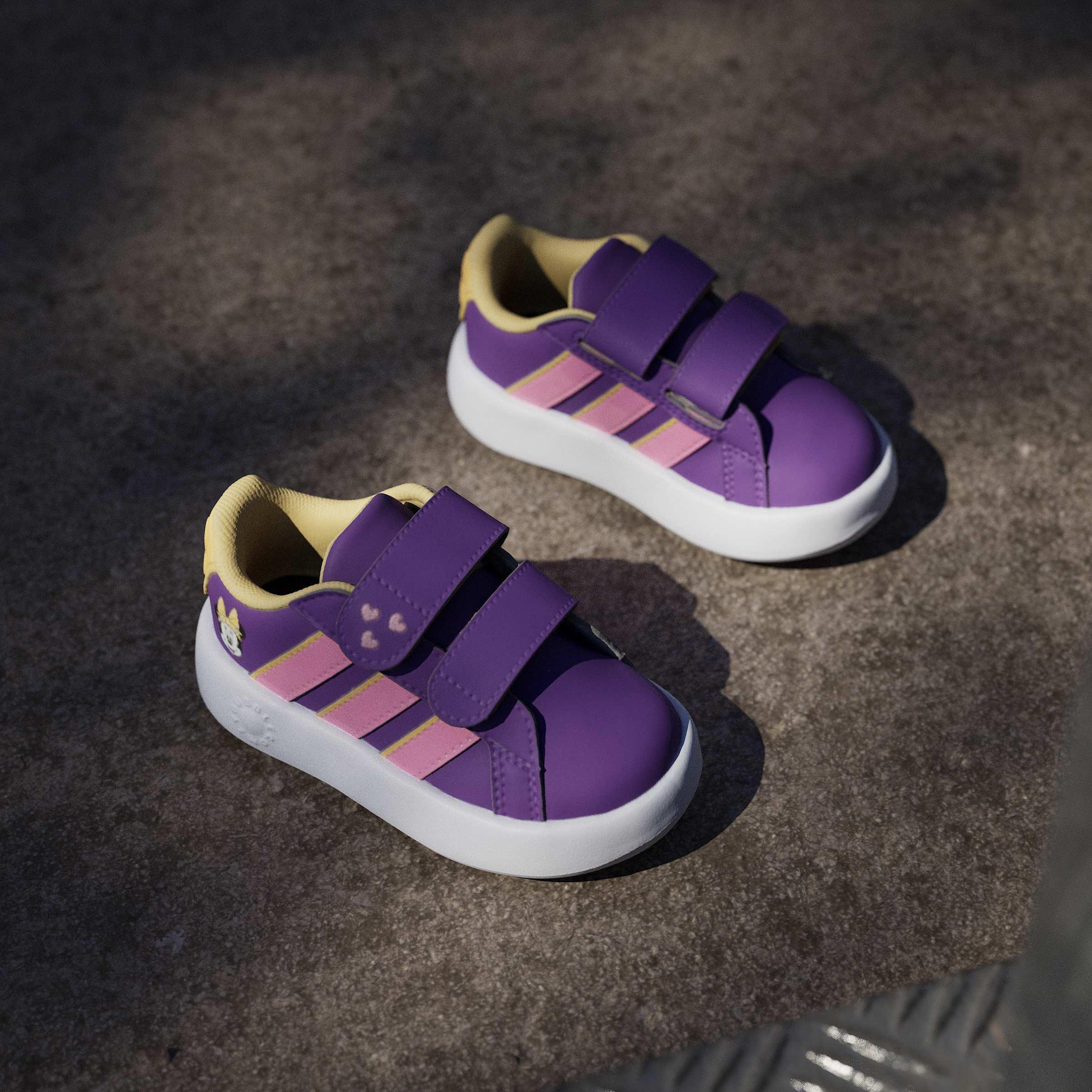 Kids Unisex Adidas Disney Minnie Mouse Grand Court Shoes, Purple, A701_ONE, large image number 13
