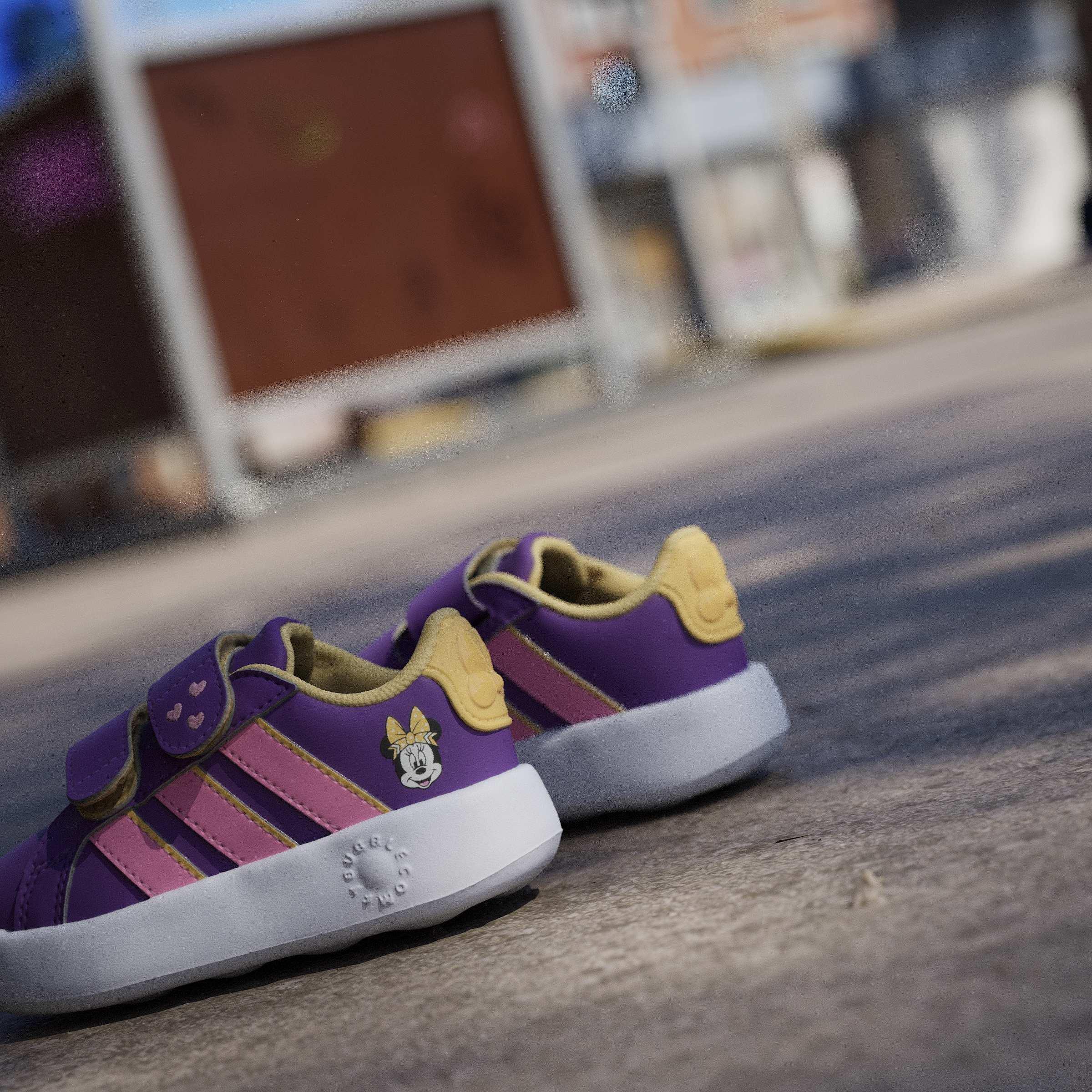 Kids Unisex Adidas Disney Minnie Mouse Grand Court Shoes, Purple, A701_ONE, large image number 14