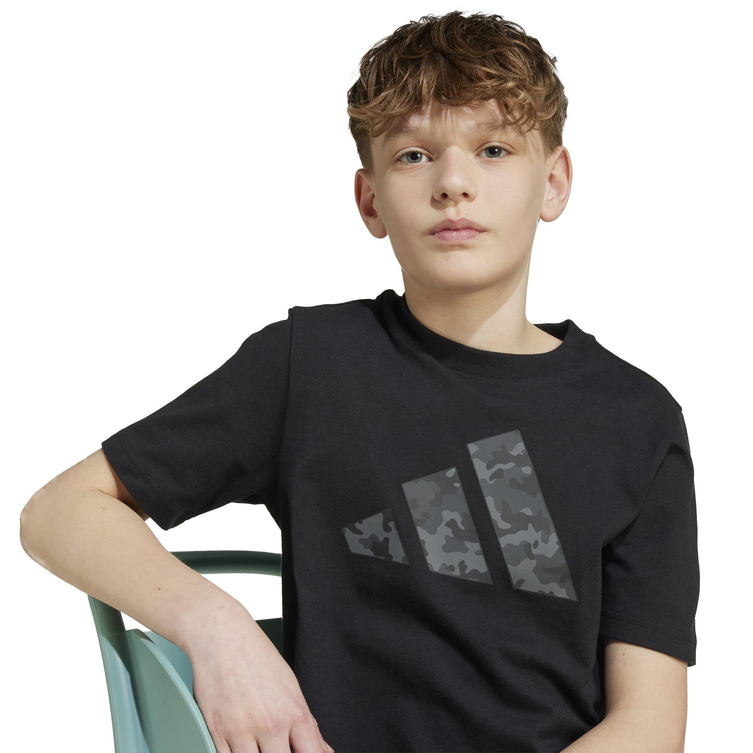 Kids Unisex Camo Graphic T-Shirt, Black, , large image number 4