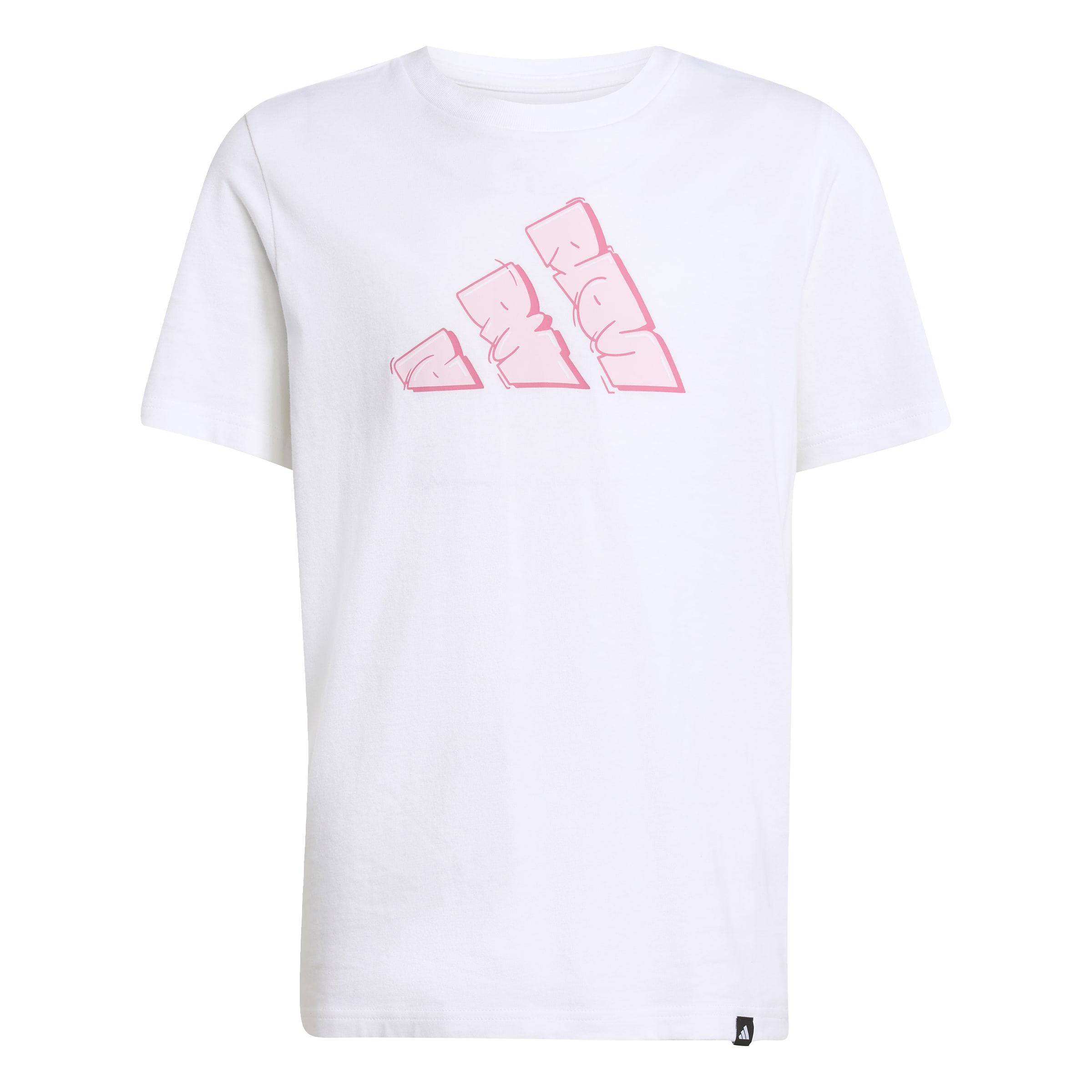 Kids Unisex Graffiti Graphic T-Shirt, White, A701_ONE, large image number 0