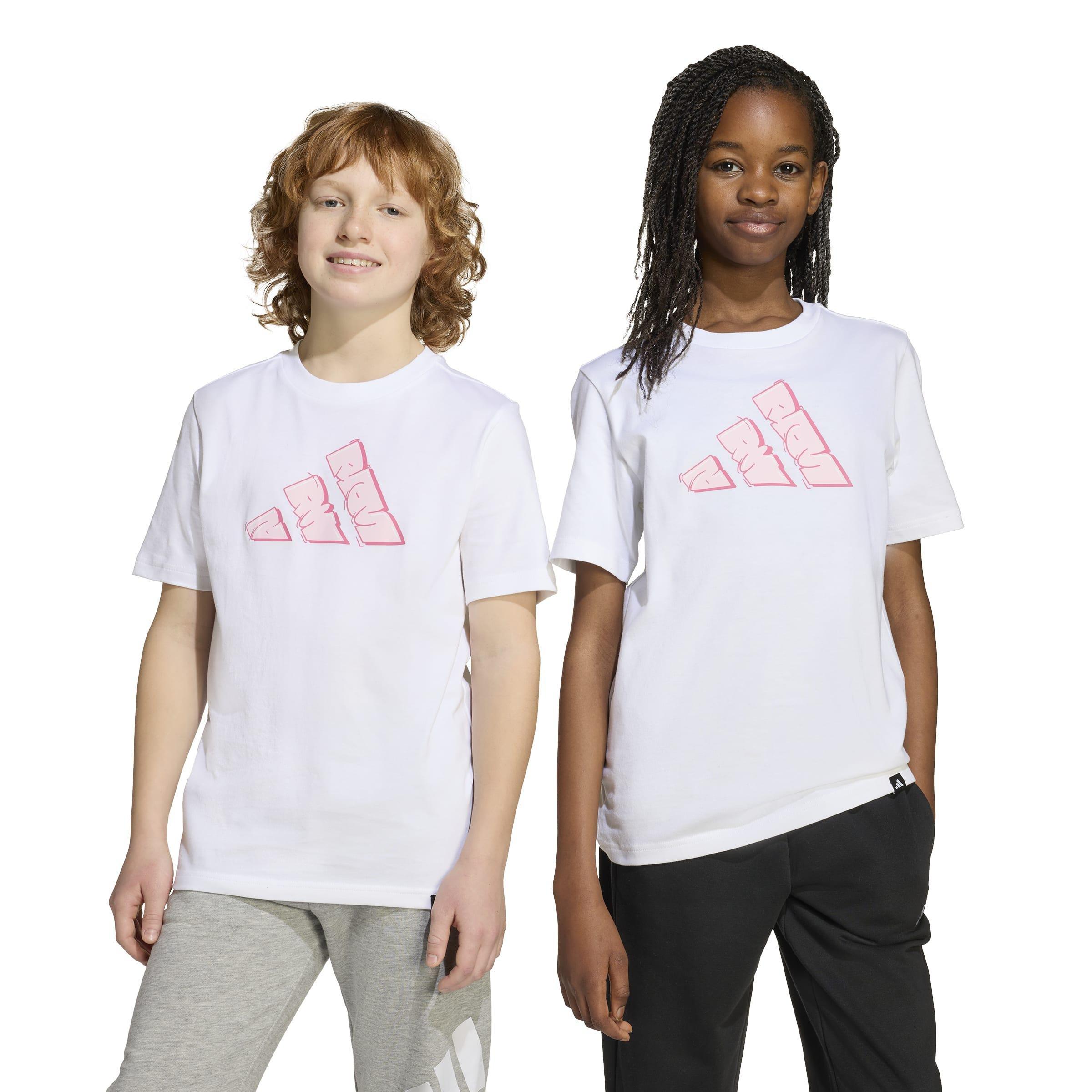 Kids Unisex Graffiti Graphic T-Shirt, White, A701_ONE, large image number 9