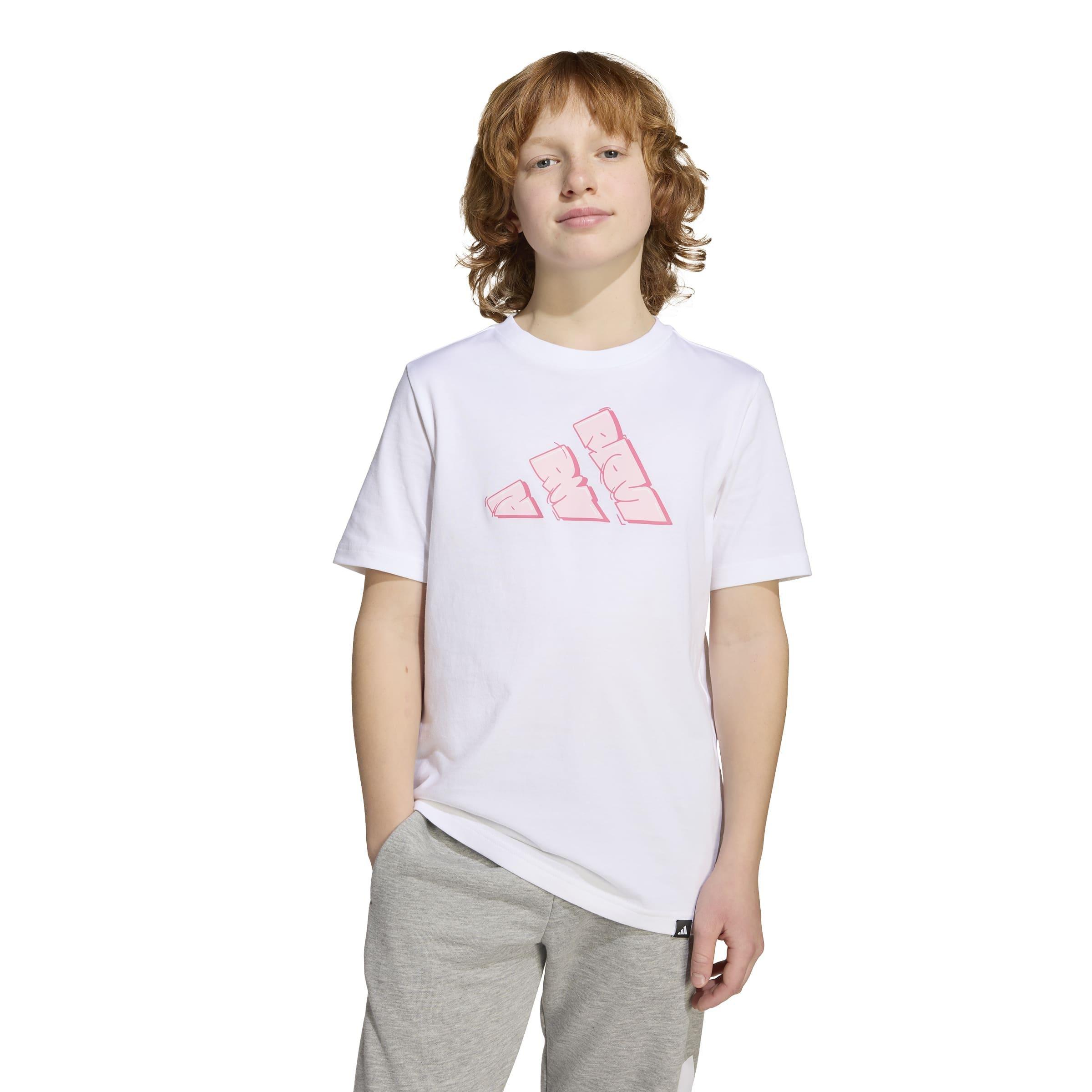 Kids Unisex Graffiti Graphic T-Shirt, White, A701_ONE, large image number 14