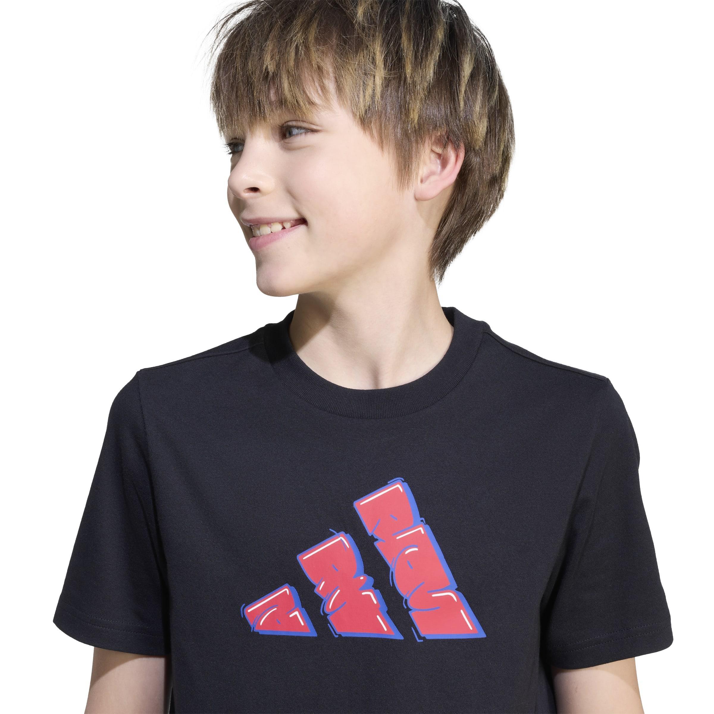 Kids Unisex Graffiti Graphic T-Shirt, Black, A701_ONE, large image number 4