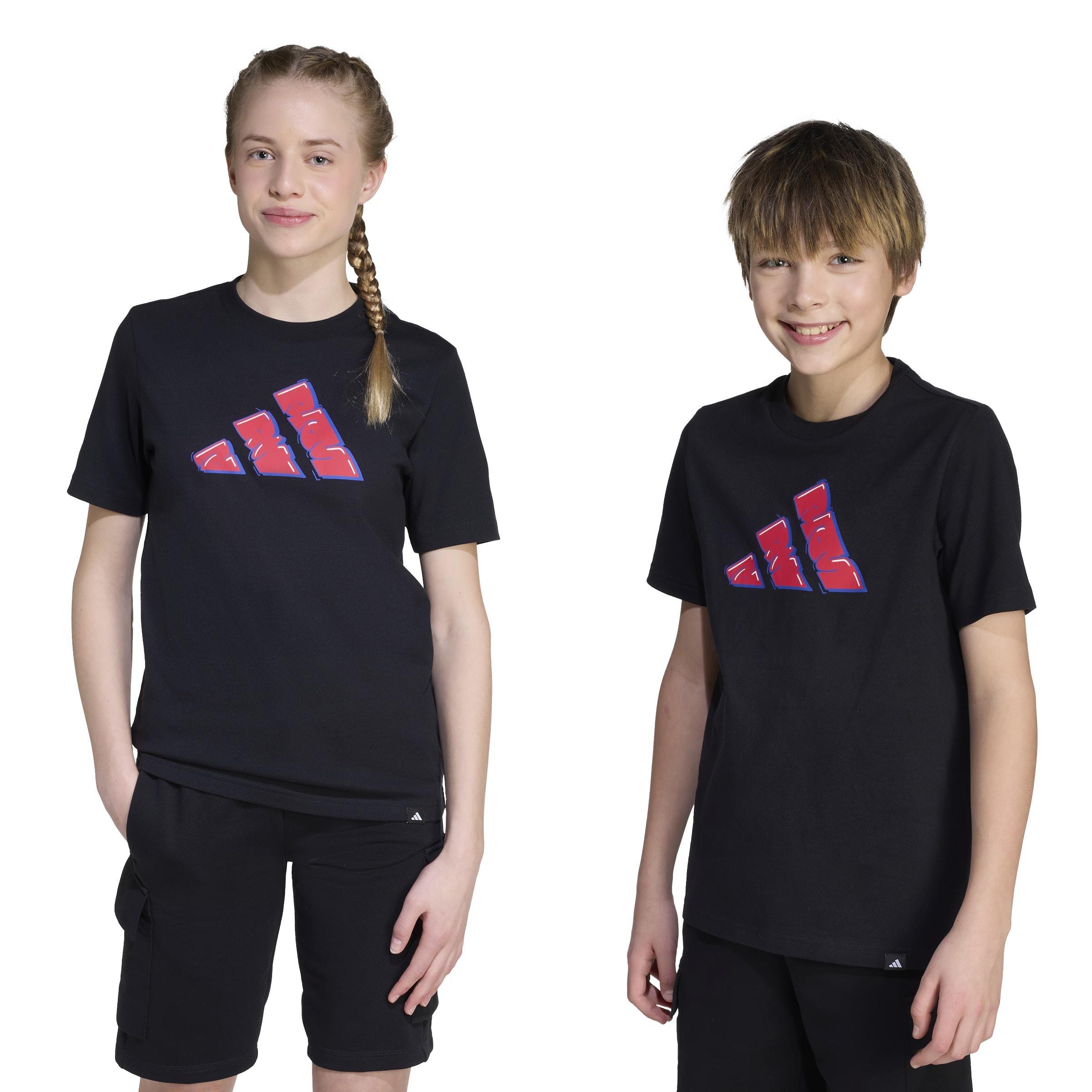 Kids Unisex Graffiti Graphic T-Shirt, Black, A701_ONE, large image number 13