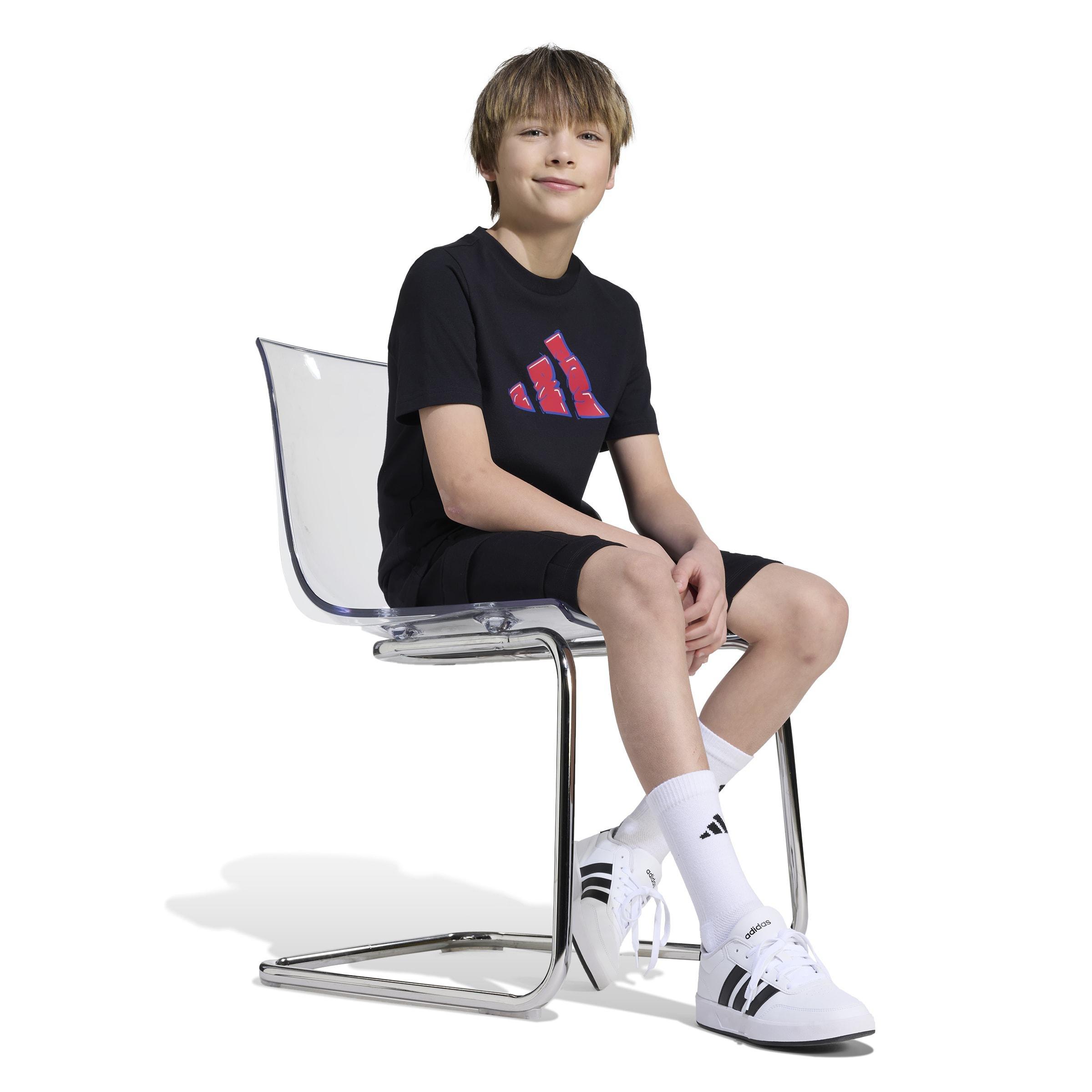 Kids Unisex Graffiti Graphic T-Shirt, Black, A701_ONE, large image number 14