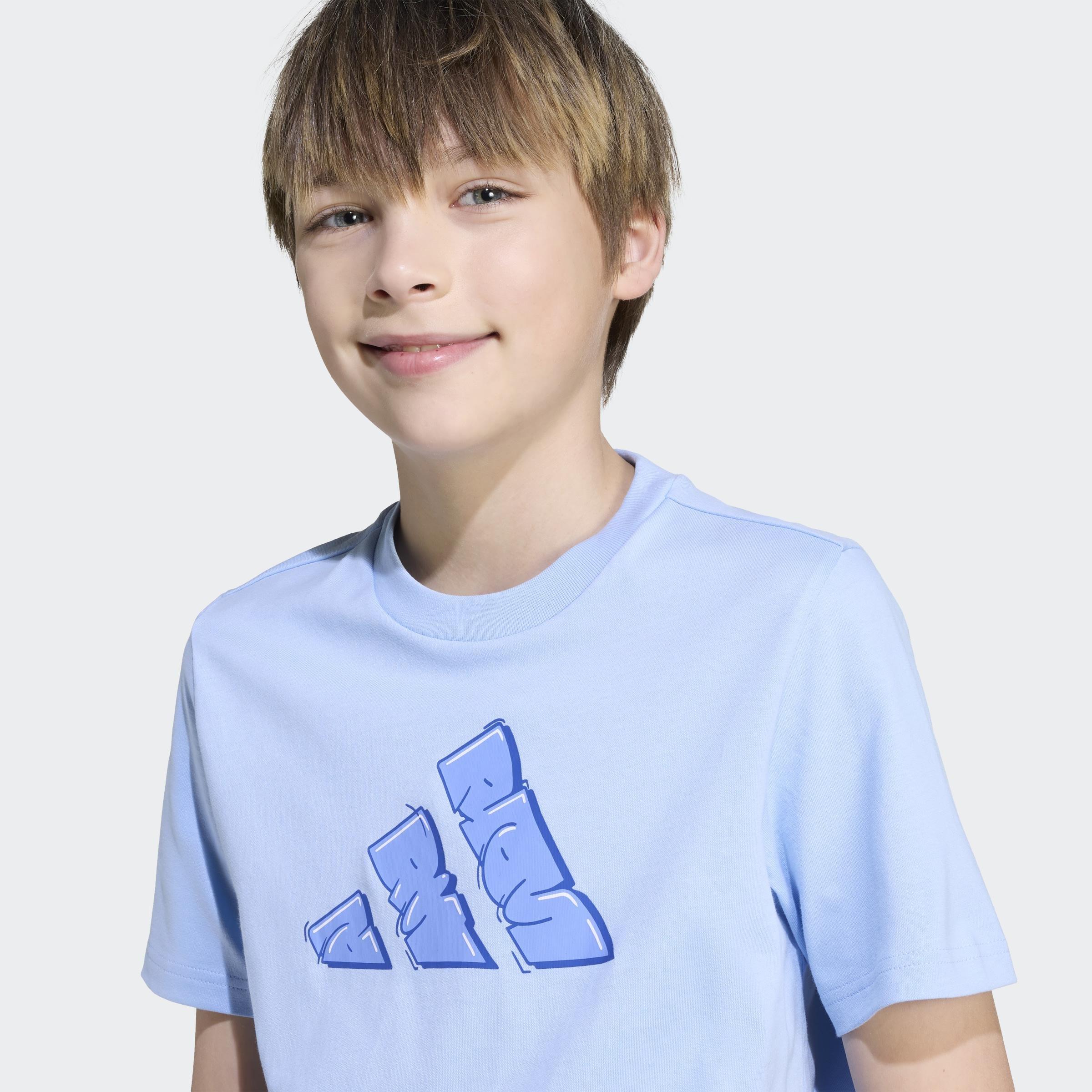 Kids Unisex Graffiti Graphic T-Shirt, Blue, A701_ONE, large image number 4
