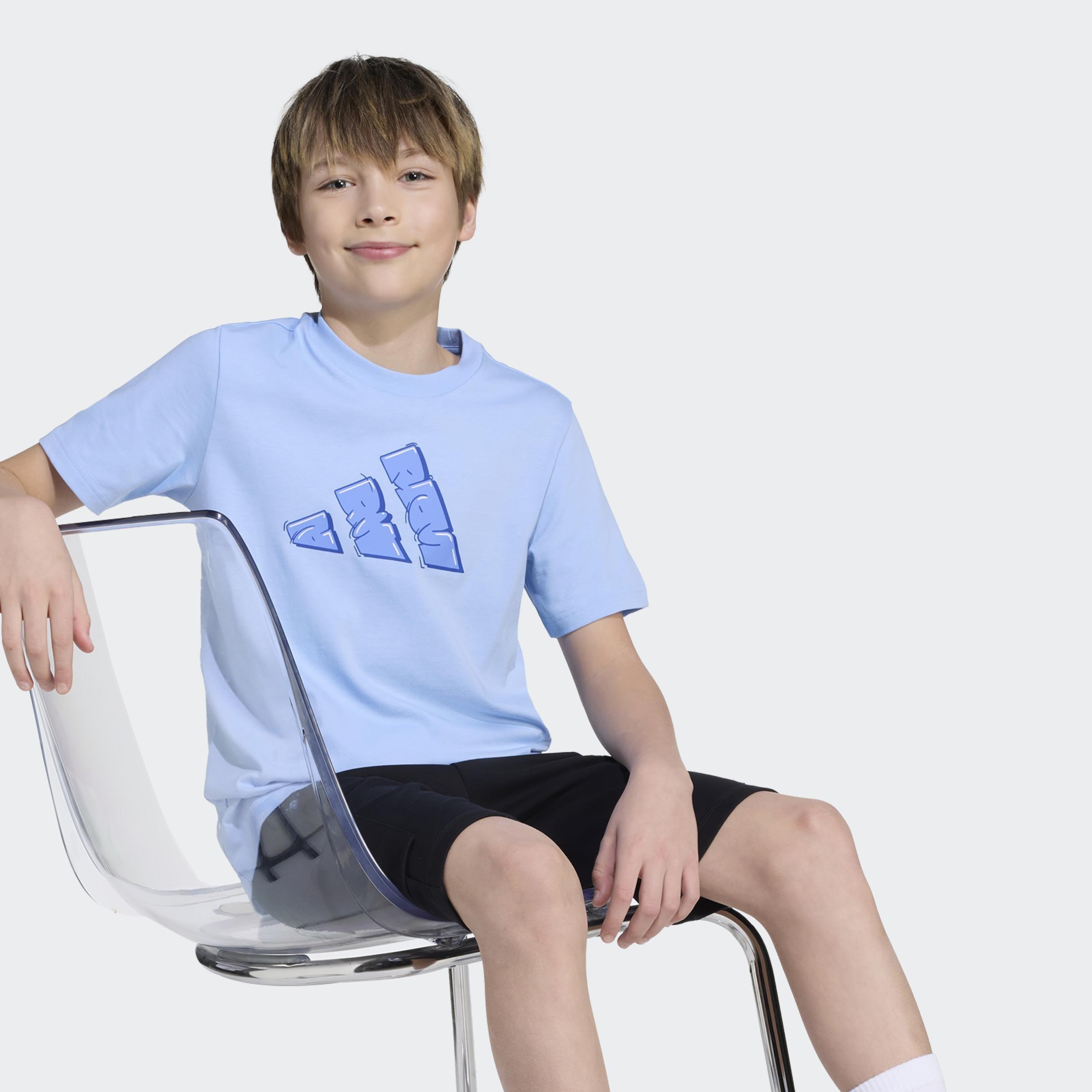 Kids Unisex Graffiti Graphic T-Shirt, Blue, A701_ONE, large image number 5
