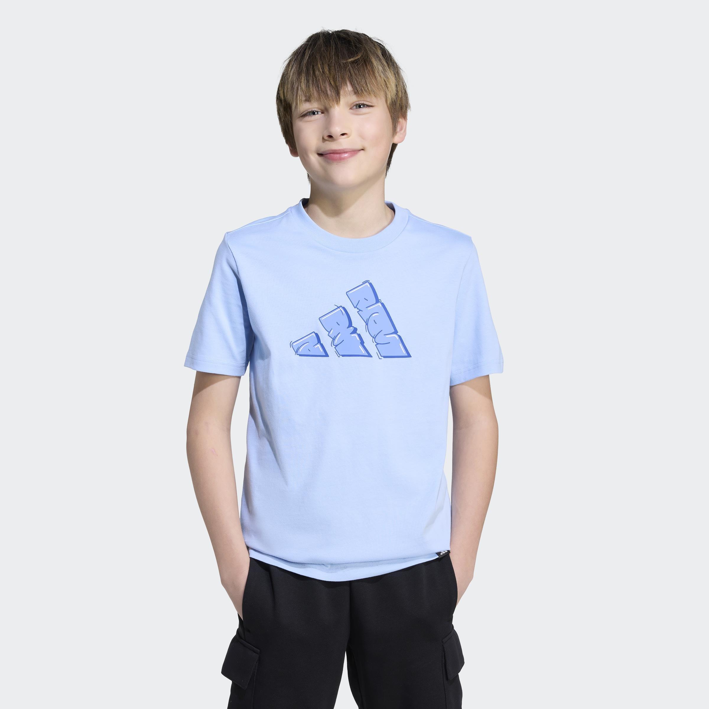 Kids Unisex Graffiti Graphic T-Shirt, Blue, A701_ONE, large image number 6