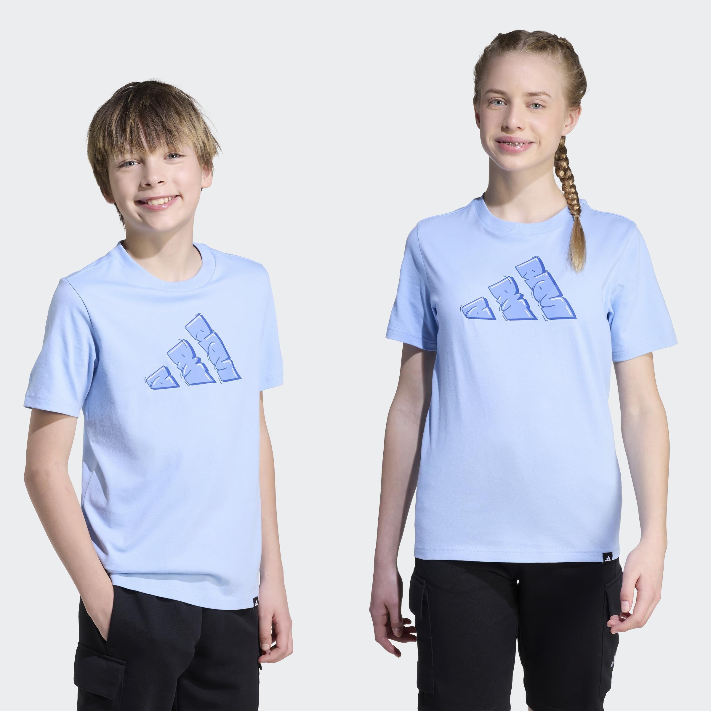Kids Unisex Graffiti Graphic T-Shirt, Blue, A701_ONE, large image number 7