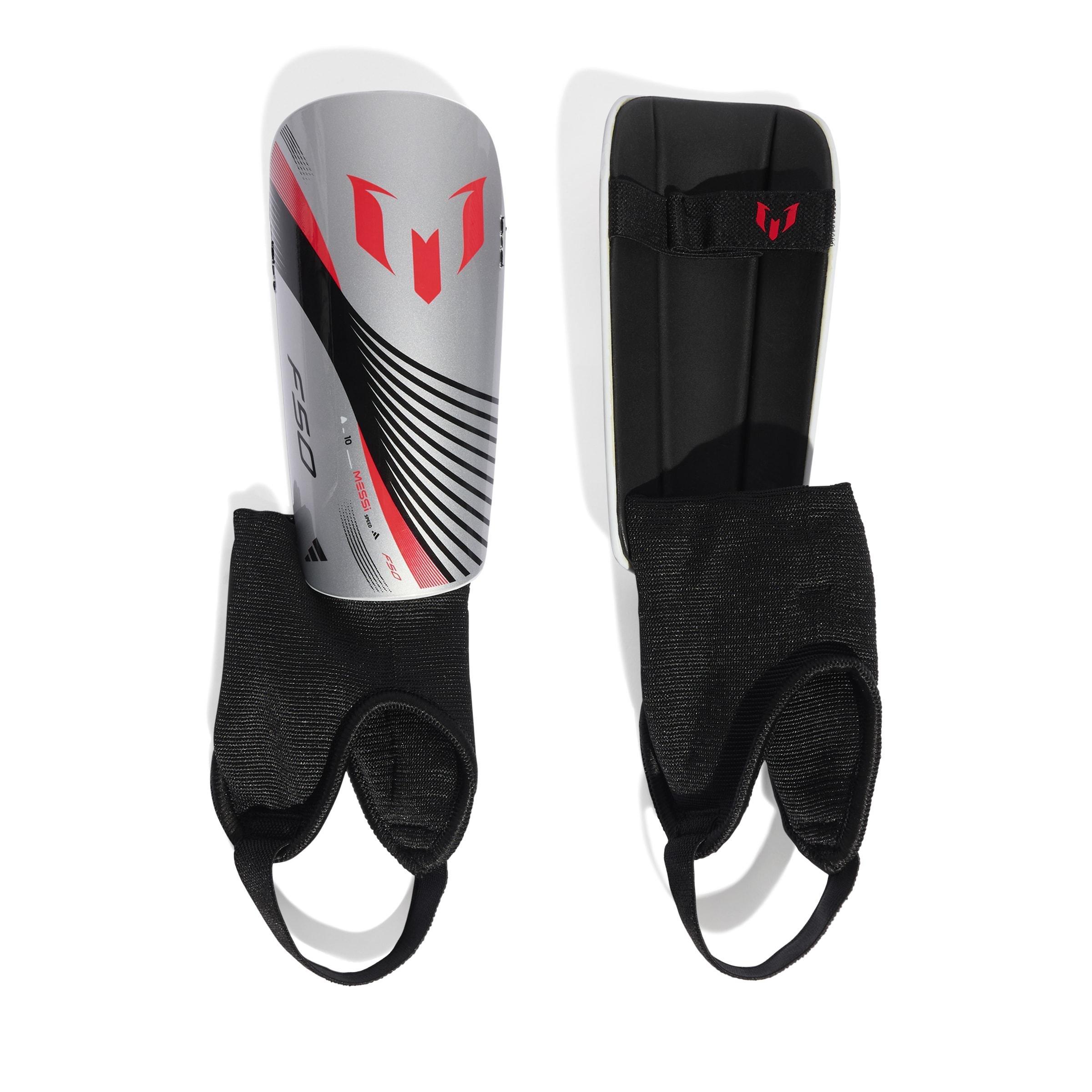 Kids Unisex Messi Match Shin Guards, Grey, A701_ONE, large image number 0