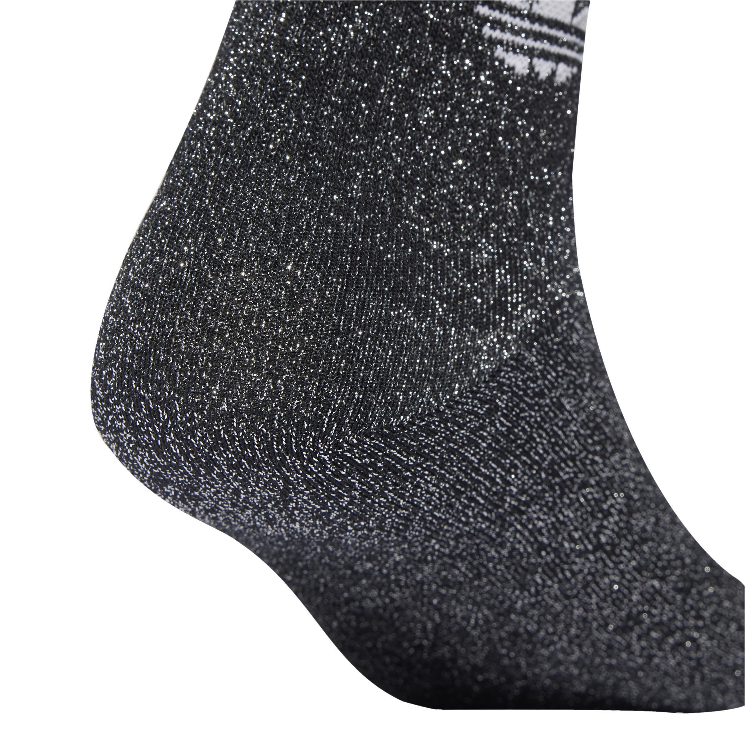 Unisex 3-Stripes Glitter Crew Socks 2 Pairs, Black, A701_ONE, large image number 1