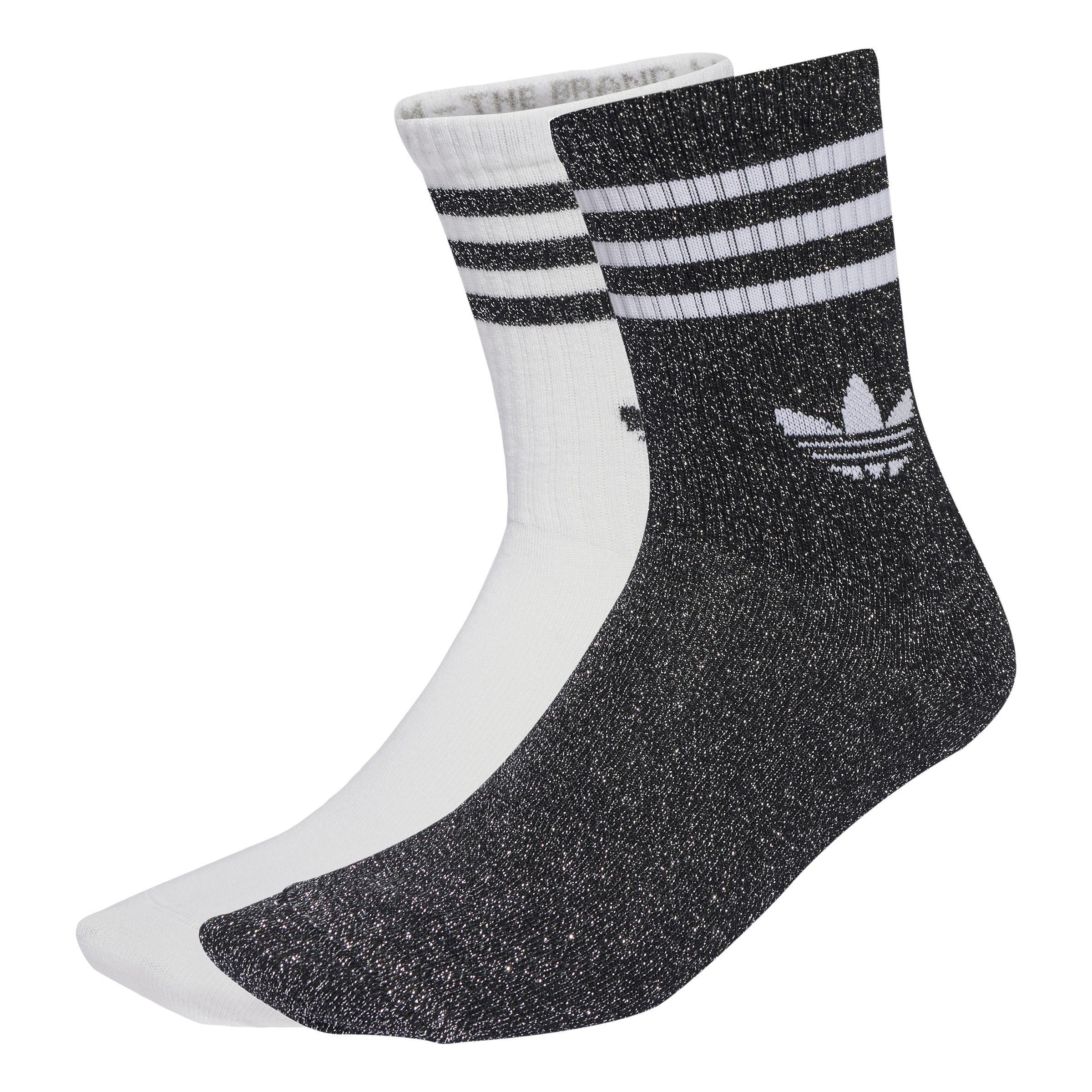 Unisex 3-Stripes Glitter Crew Socks 2 Pairs, Black, A701_ONE, large image number 3
