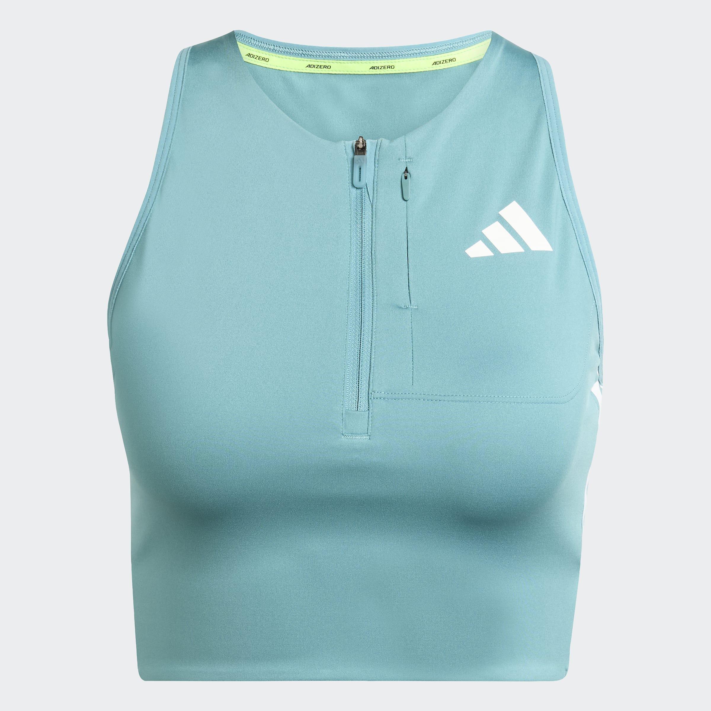 Adizero Running Gel Pocket Crop Long-Sleeve Top, Turquoise, A701_ONE, large image number 0