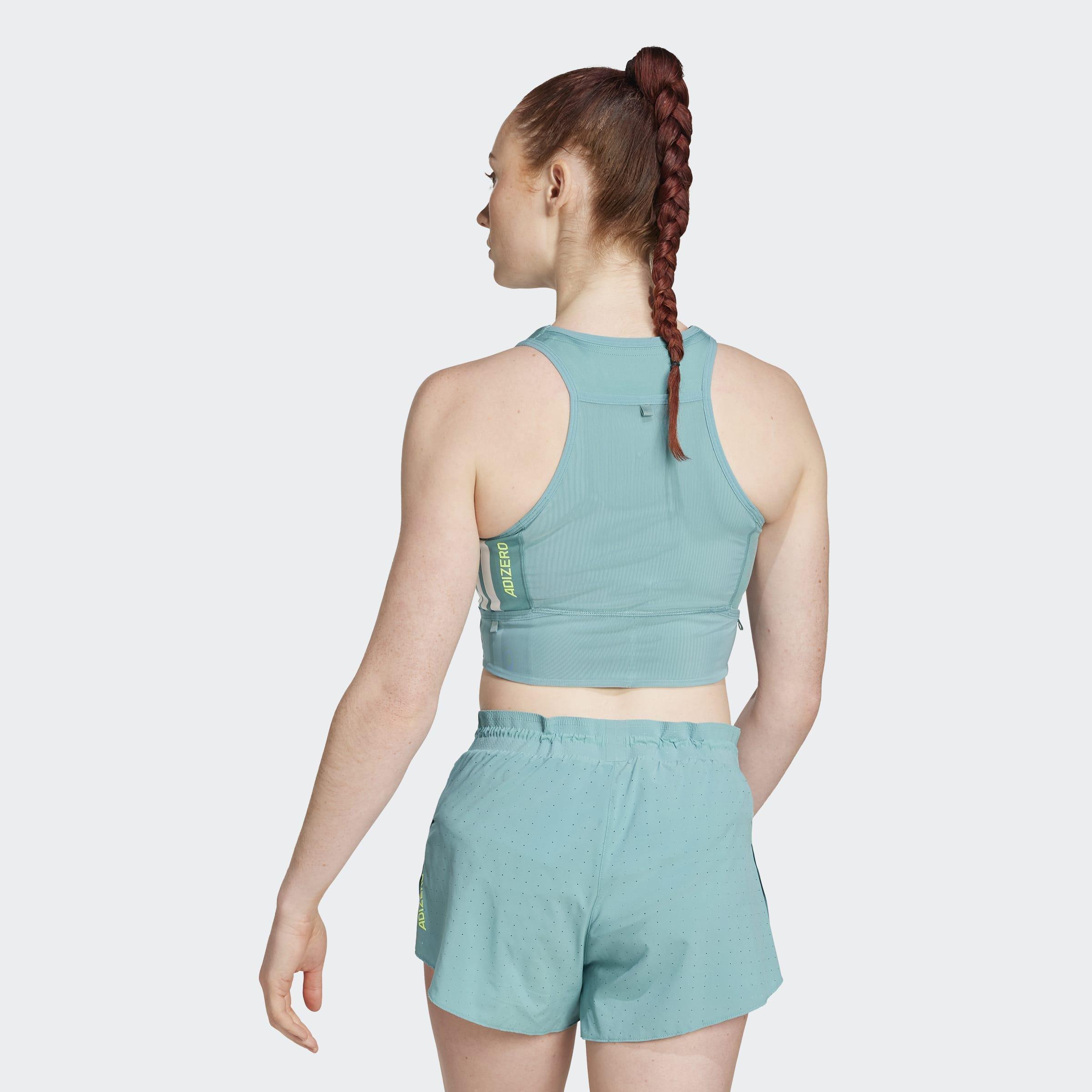 Adizero Running Gel Pocket Crop Long-Sleeve Top, Turquoise, A701_ONE, large image number 1
