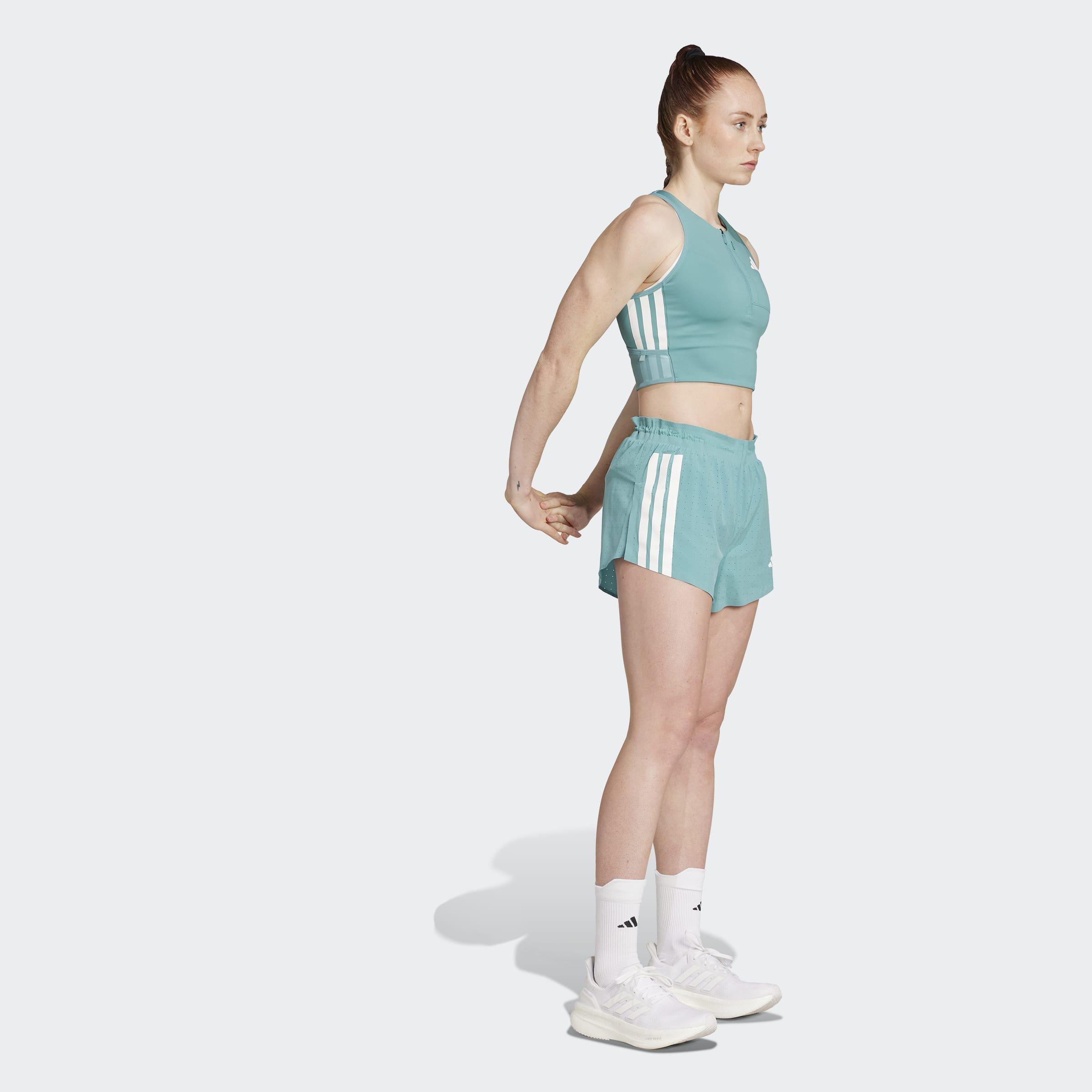 Adizero Running Gel Pocket Crop Long-Sleeve Top, Turquoise, A701_ONE, large image number 5