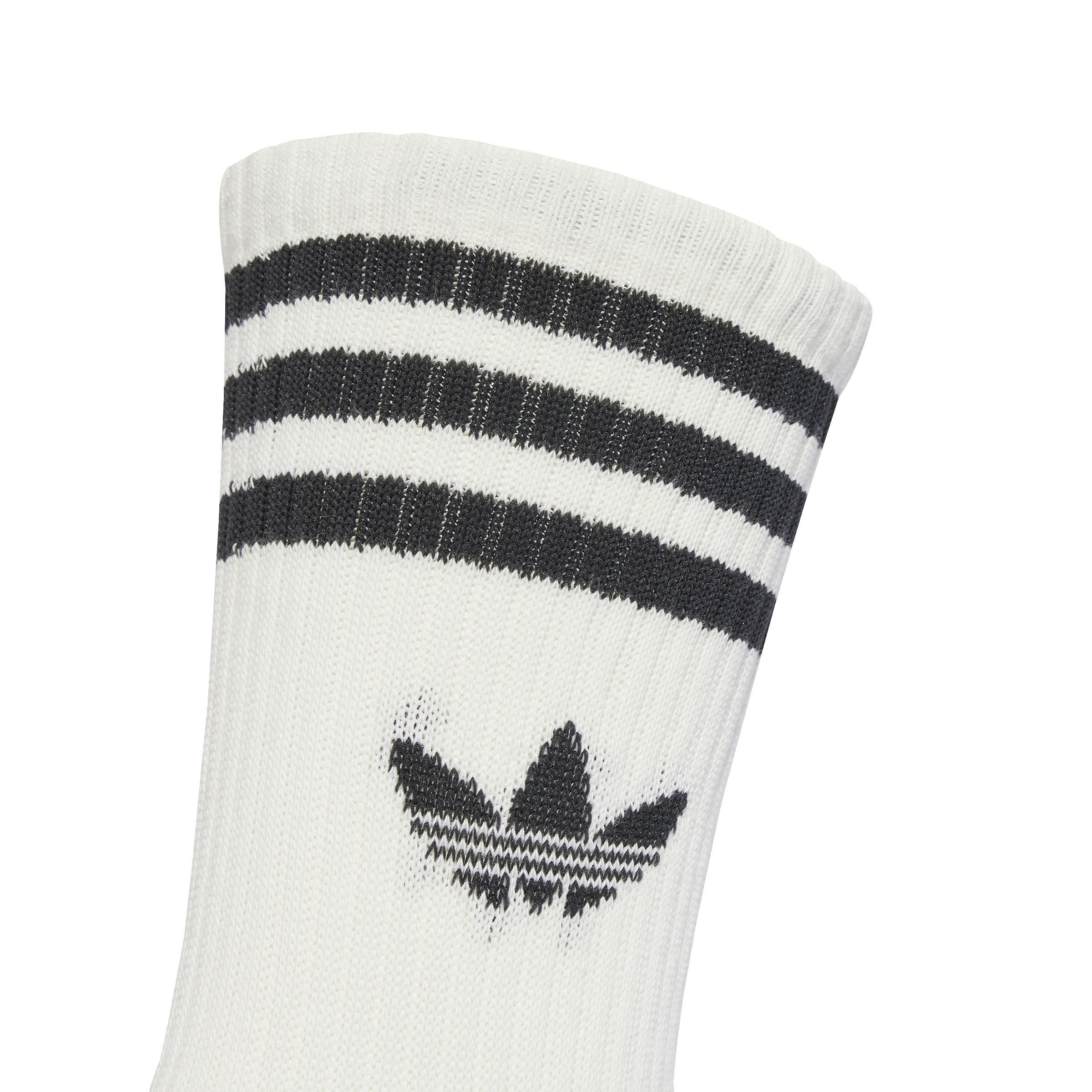 Unisex 3-Stripes Crew Socks 3 Pairs, White, A701_ONE, large image number 2