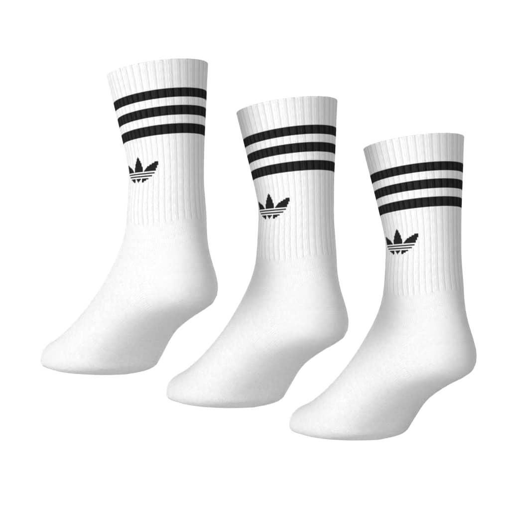 Unisex 3-Stripes Crew Socks 3 Pairs, White, A701_ONE, large image number 3