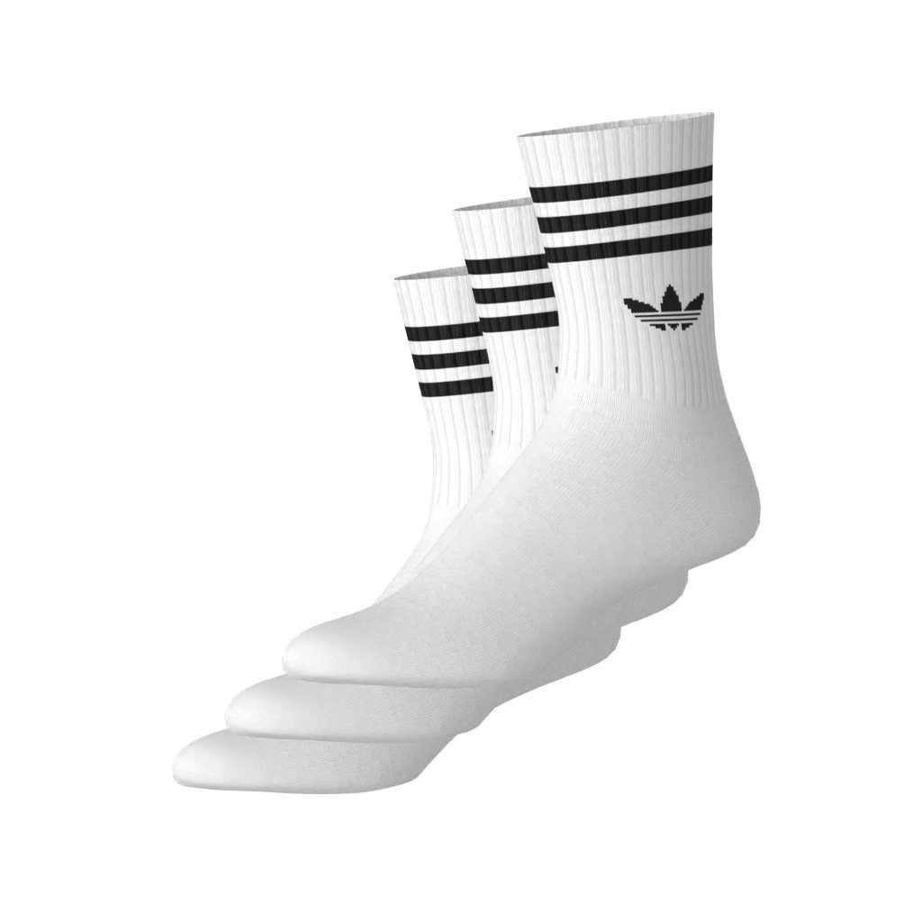 Unisex 3-Stripes Crew Socks 3 Pairs, White, A701_ONE, large image number 4