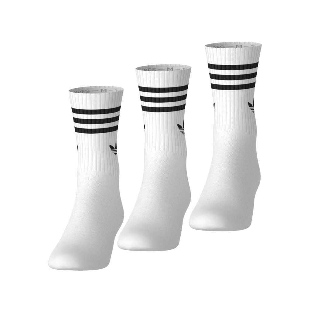 Unisex 3-Stripes Crew Socks 3 Pairs, White, A701_ONE, large image number 5