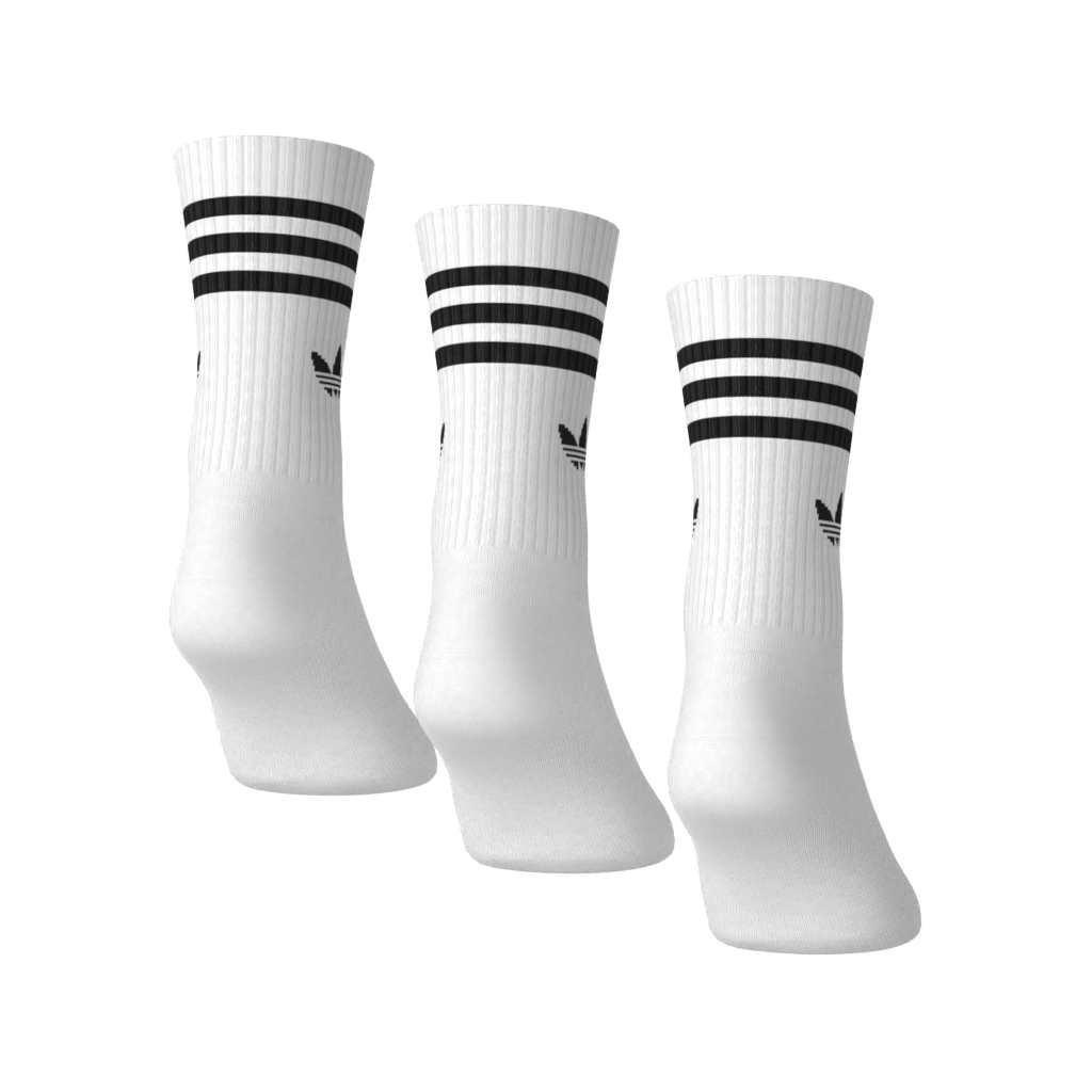 Unisex 3-Stripes Crew Socks 3 Pairs, White, A701_ONE, large image number 6