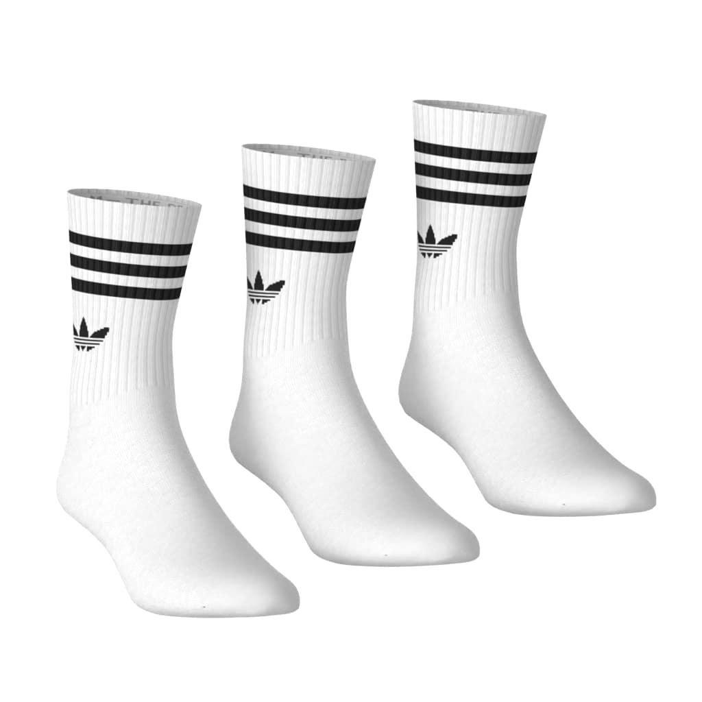 Unisex 3-Stripes Crew Socks 3 Pairs, White, A701_ONE, large image number 7