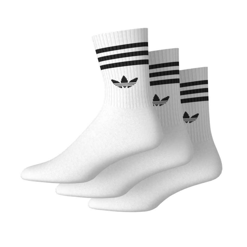 Unisex 3-Stripes Crew Socks 3 Pairs, White, A701_ONE, large image number 9