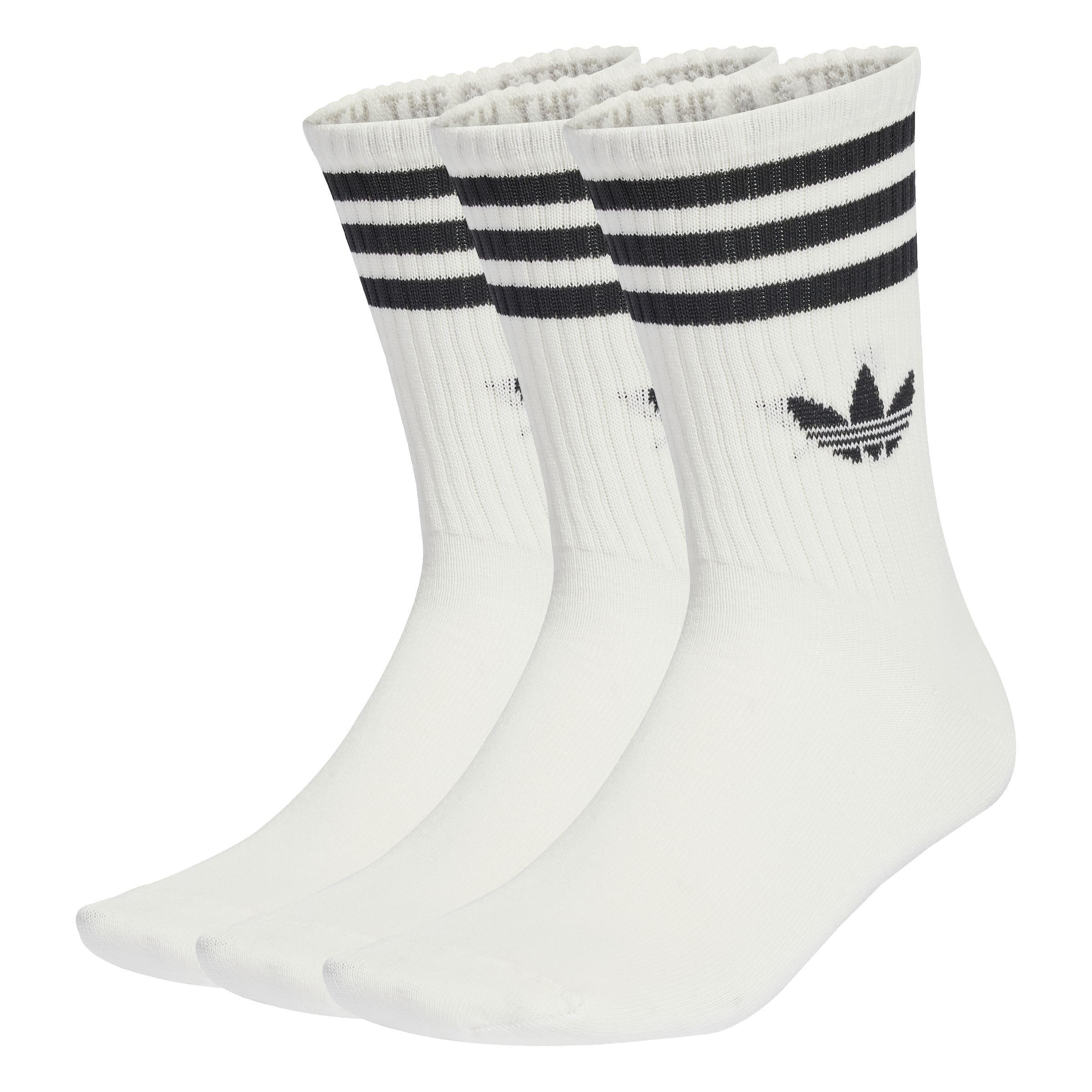 Unisex 3-Stripes Crew Socks 3 Pairs, White, A701_ONE, large image number 10