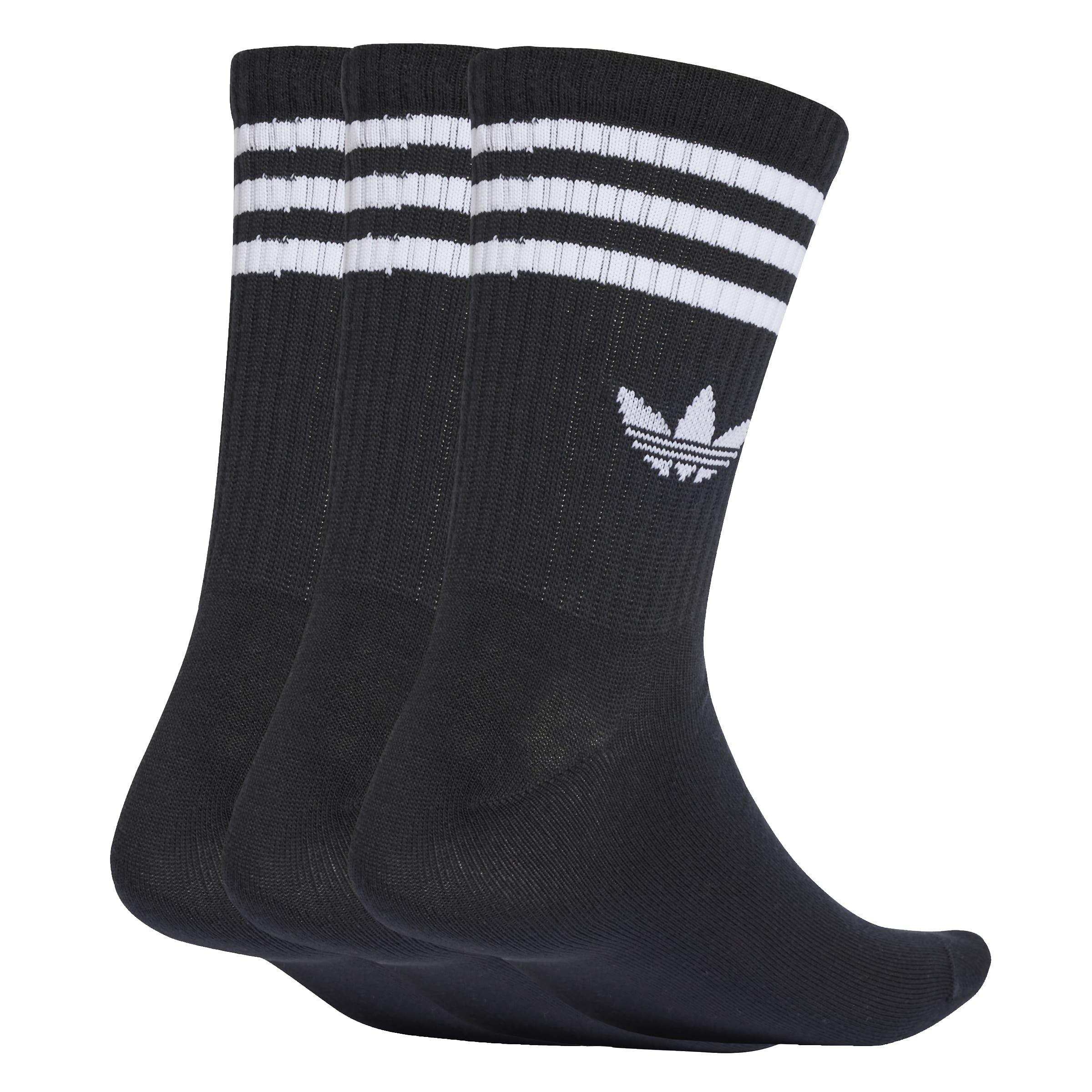 Unisex 3-Stripes Crew Socks 3 Pairs, Black, , large image number 0
