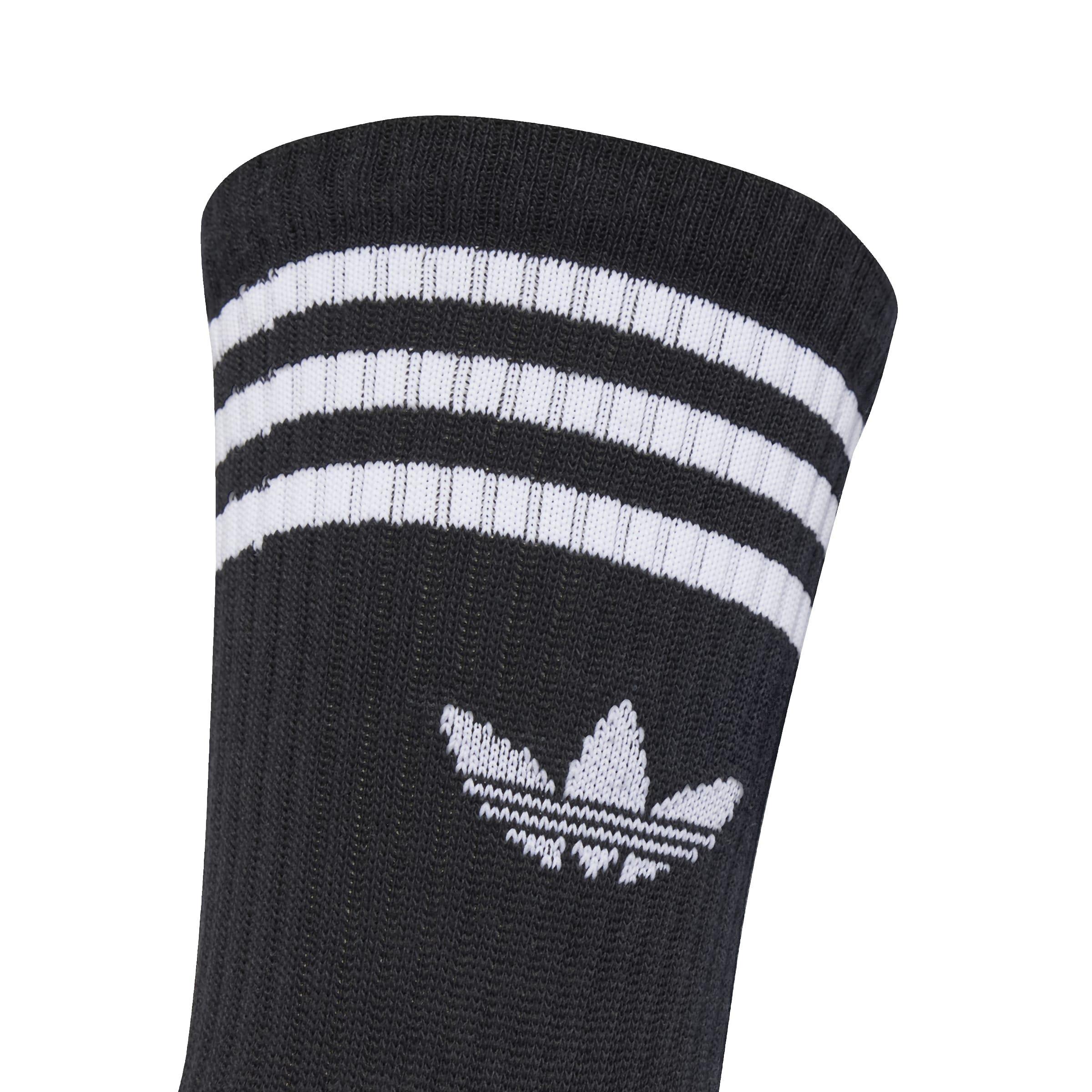 Unisex 3-Stripes Crew Socks 3 Pairs, Black, A701_ONE, large image number 1