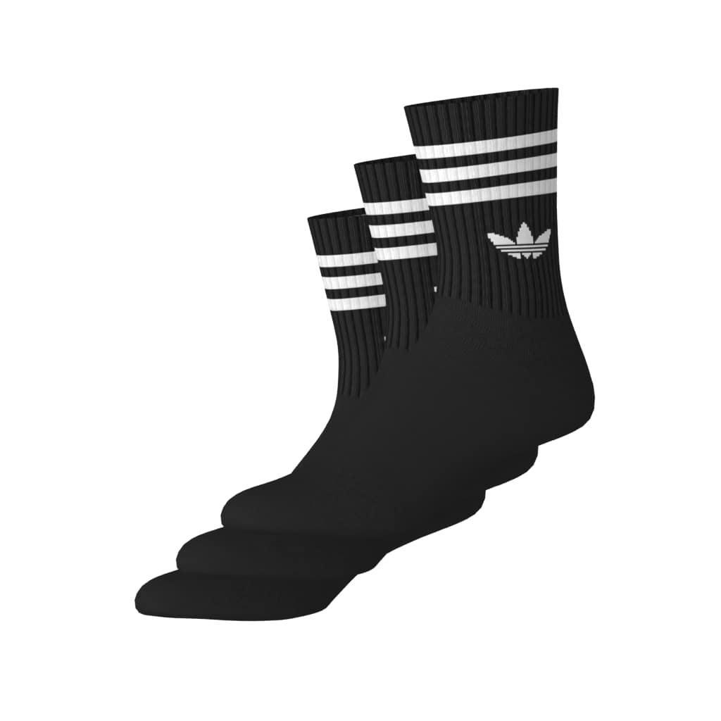 Unisex 3-Stripes Crew Socks 3 Pairs, Black, A701_ONE, large image number 3