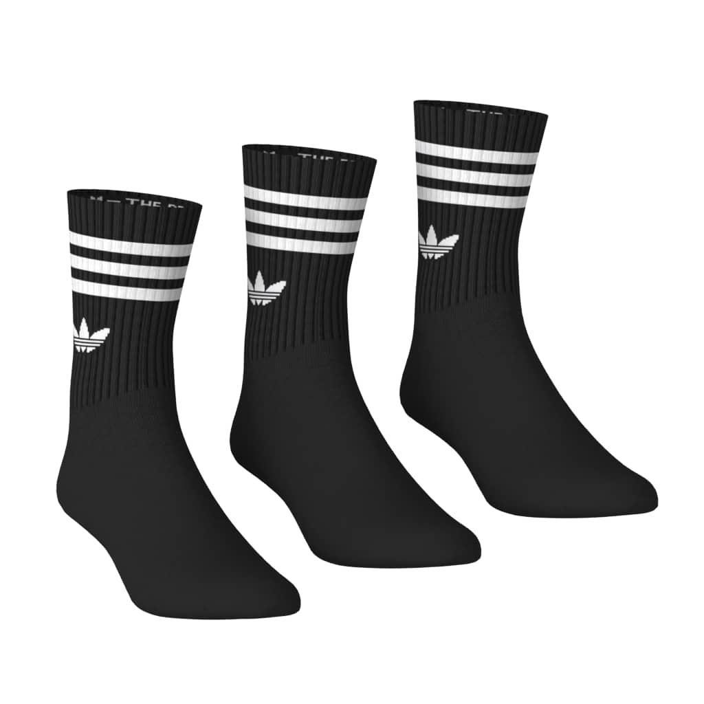 Unisex 3-Stripes Crew Socks 3 Pairs, Black, A701_ONE, large image number 4