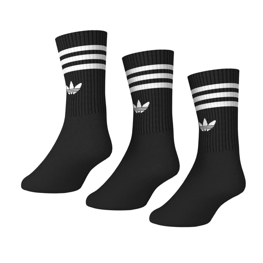 Unisex 3-Stripes Crew Socks 3 Pairs, Black, A701_ONE, large image number 5