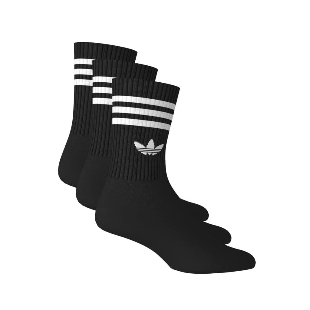 Unisex 3-Stripes Crew Socks 3 Pairs, Black, A701_ONE, large image number 7