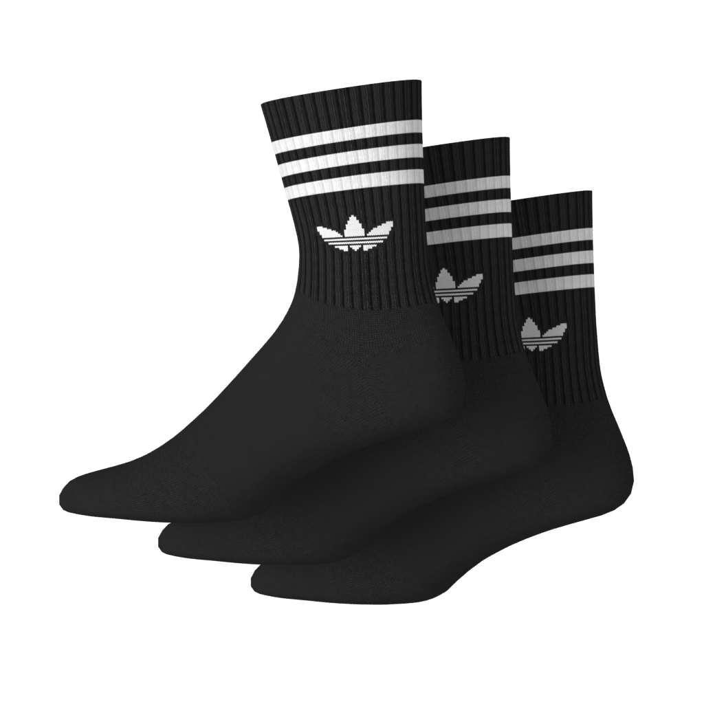 Unisex 3-Stripes Crew Socks 3 Pairs, Black, , large image number 8
