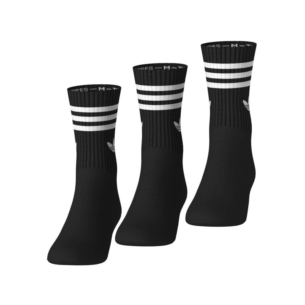 Unisex 3-Stripes Crew Socks 3 Pairs, Black, A701_ONE, large image number 11