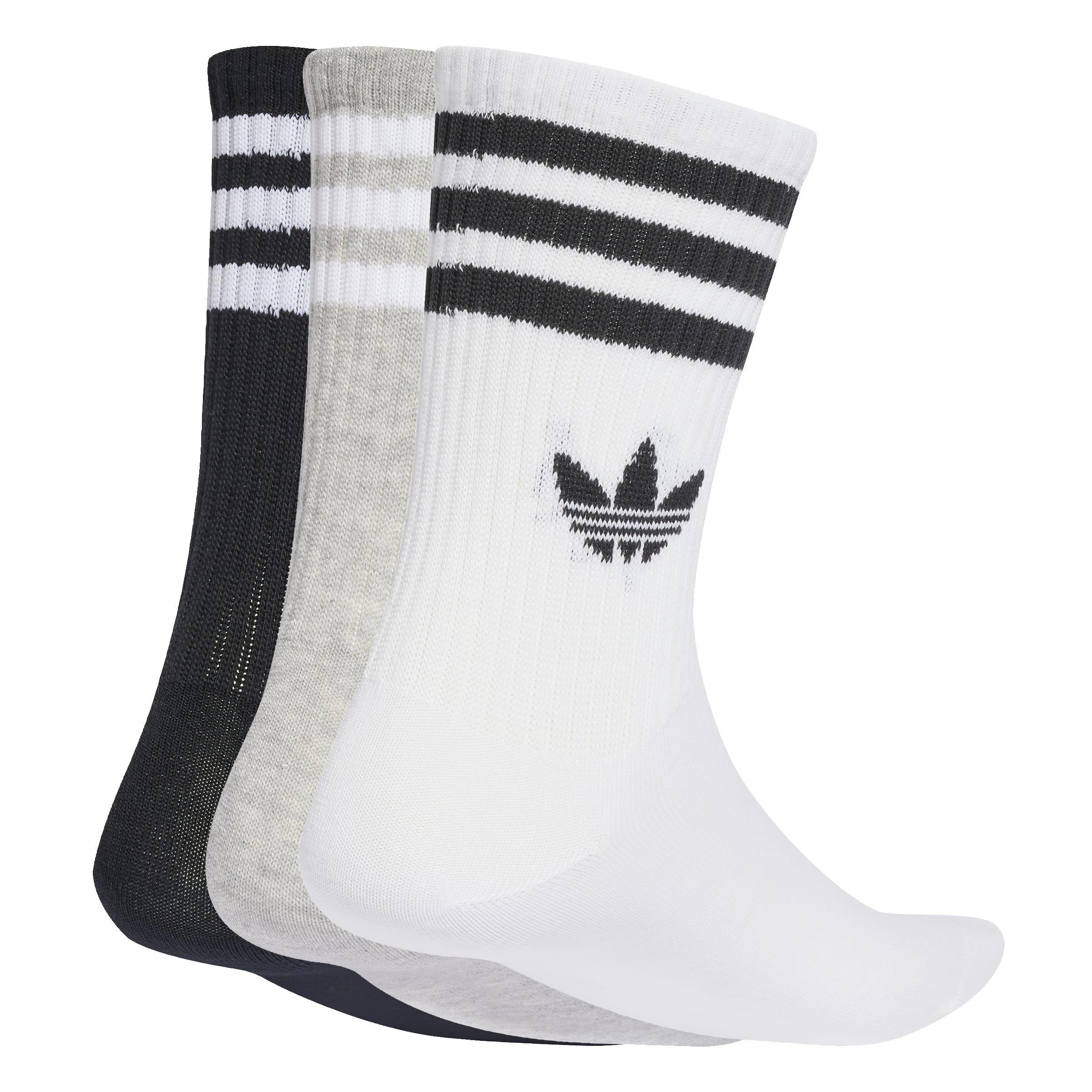 Unisex 3-Stripes Crew Socks 3 Pairs, White, A701_ONE, large image number 0