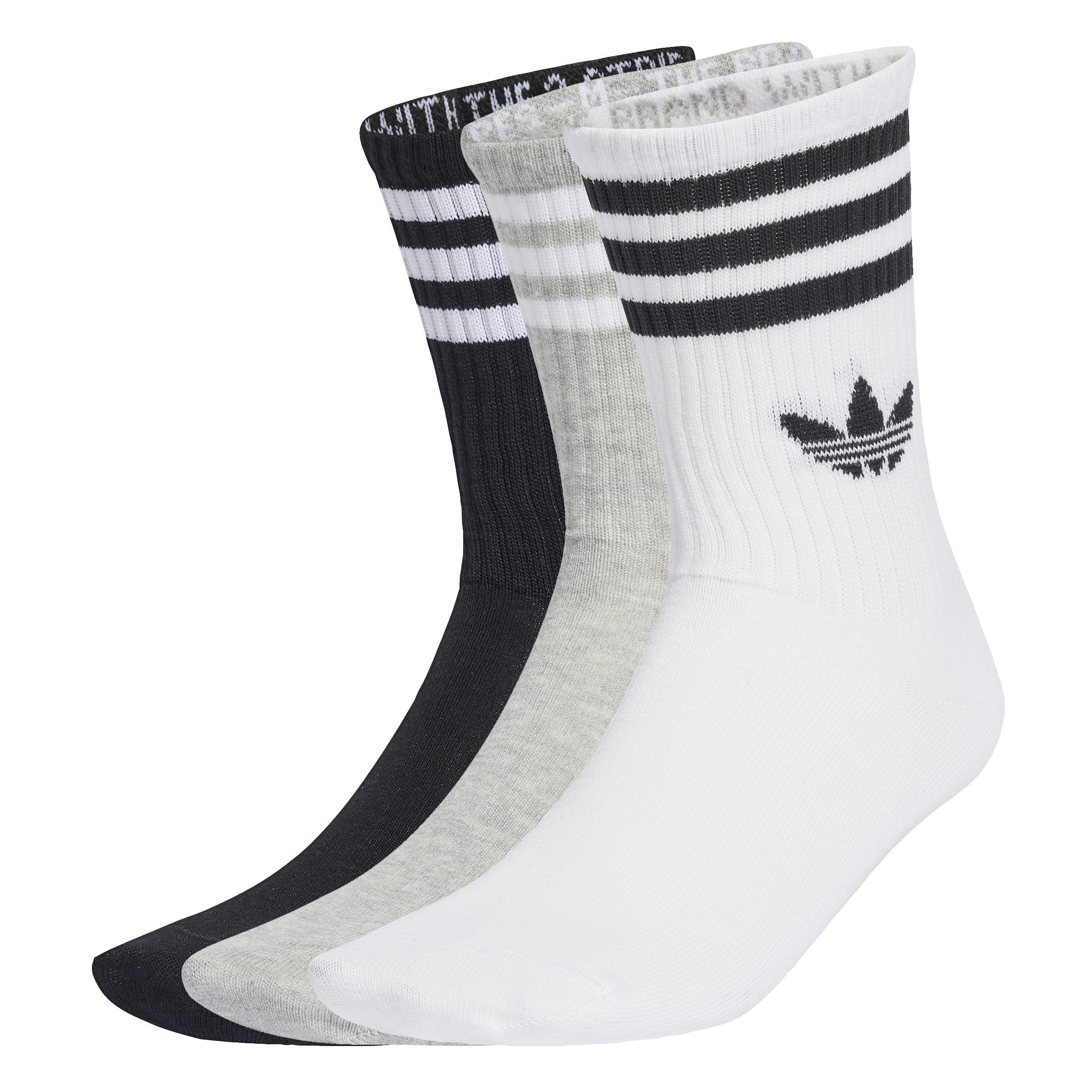 Unisex 3-Stripes Crew Socks 3 Pairs, White, A701_ONE, large image number 3