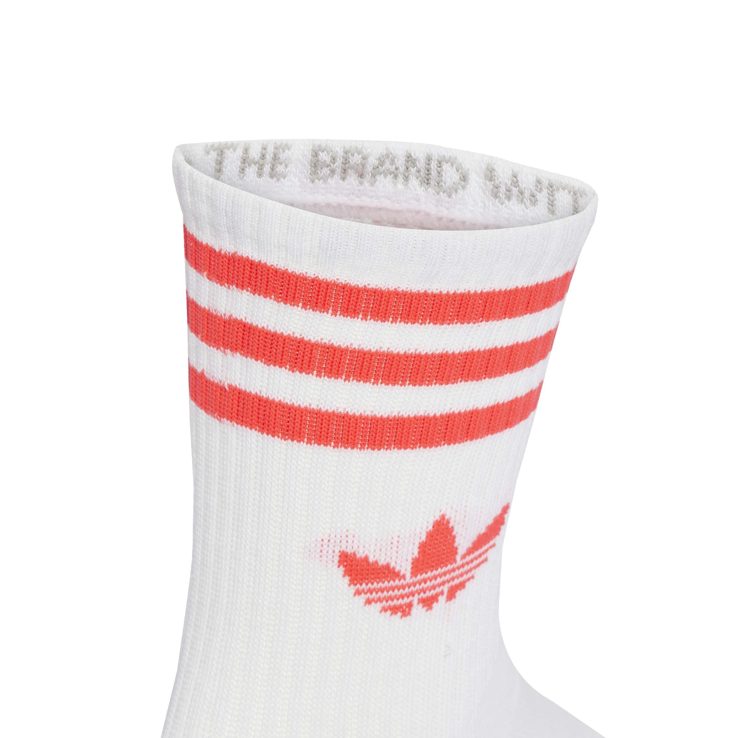 Unisex 3-Stripes Crew Socks 3 Pairs, White, A701_ONE, large image number 1