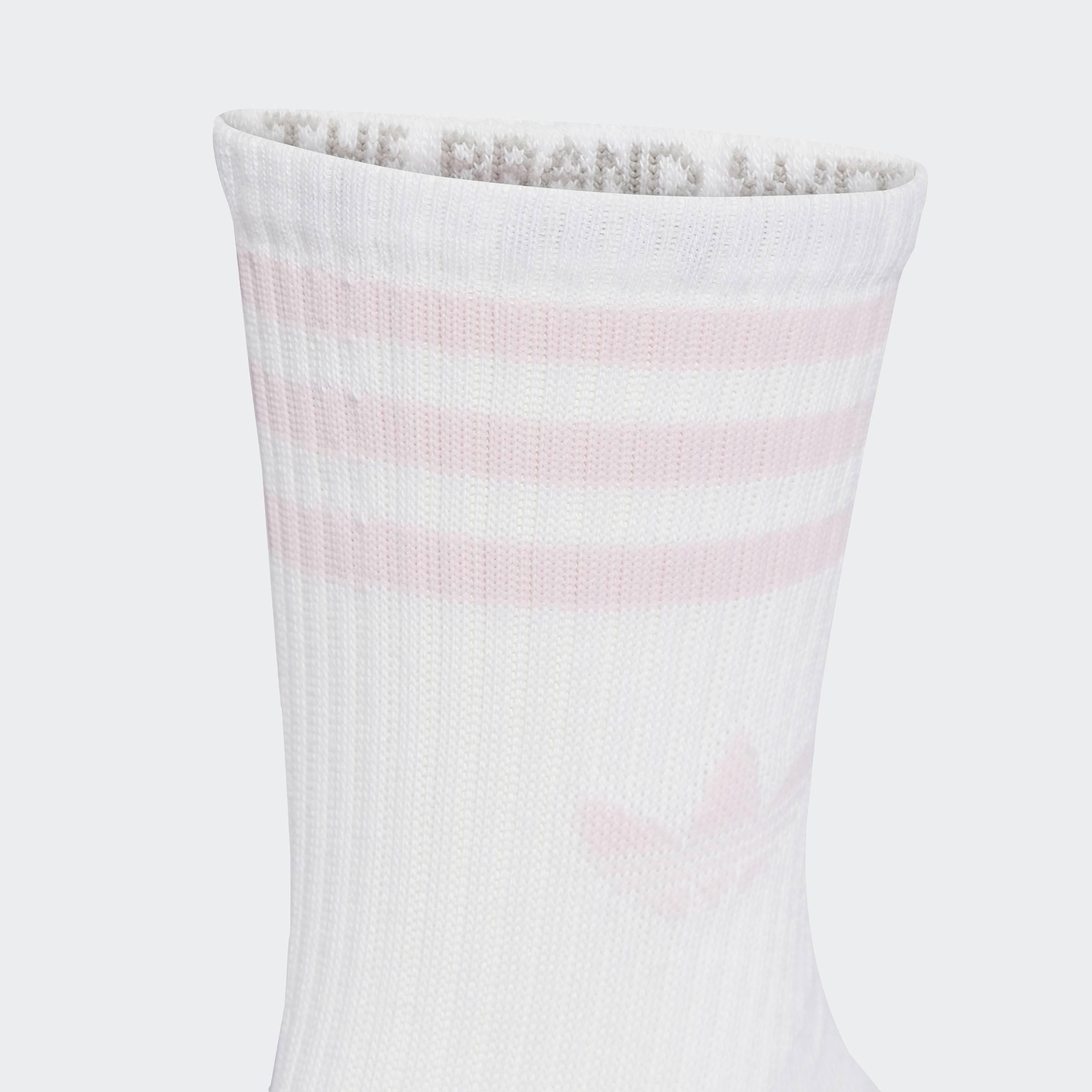 Unisex 3-Stripes Crew Socks - 3 Pairs, White, A701_ONE, medium
