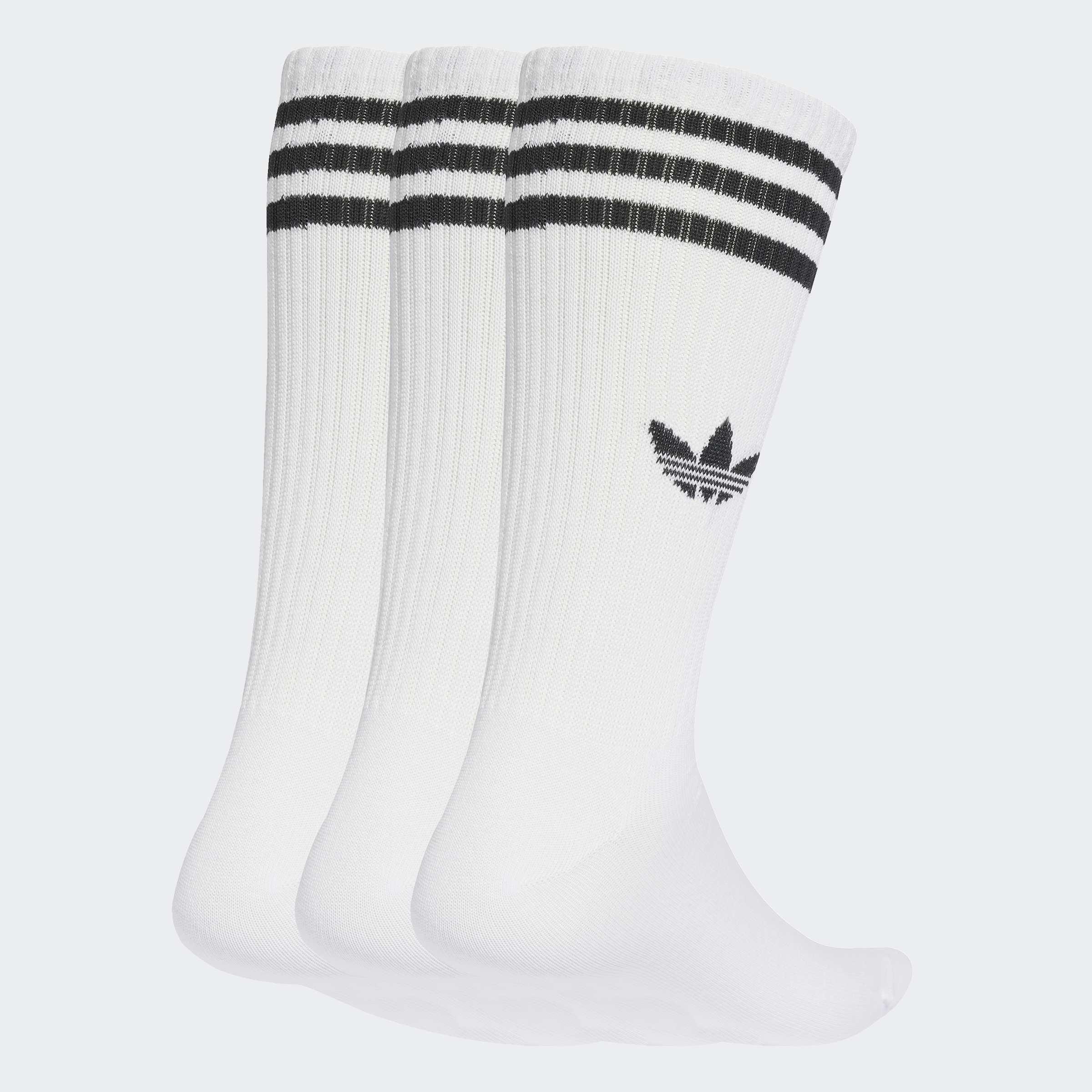 Unisex 3-Stripes High Crew Socks - 3 Pairs, White, A701_ONE, medium
