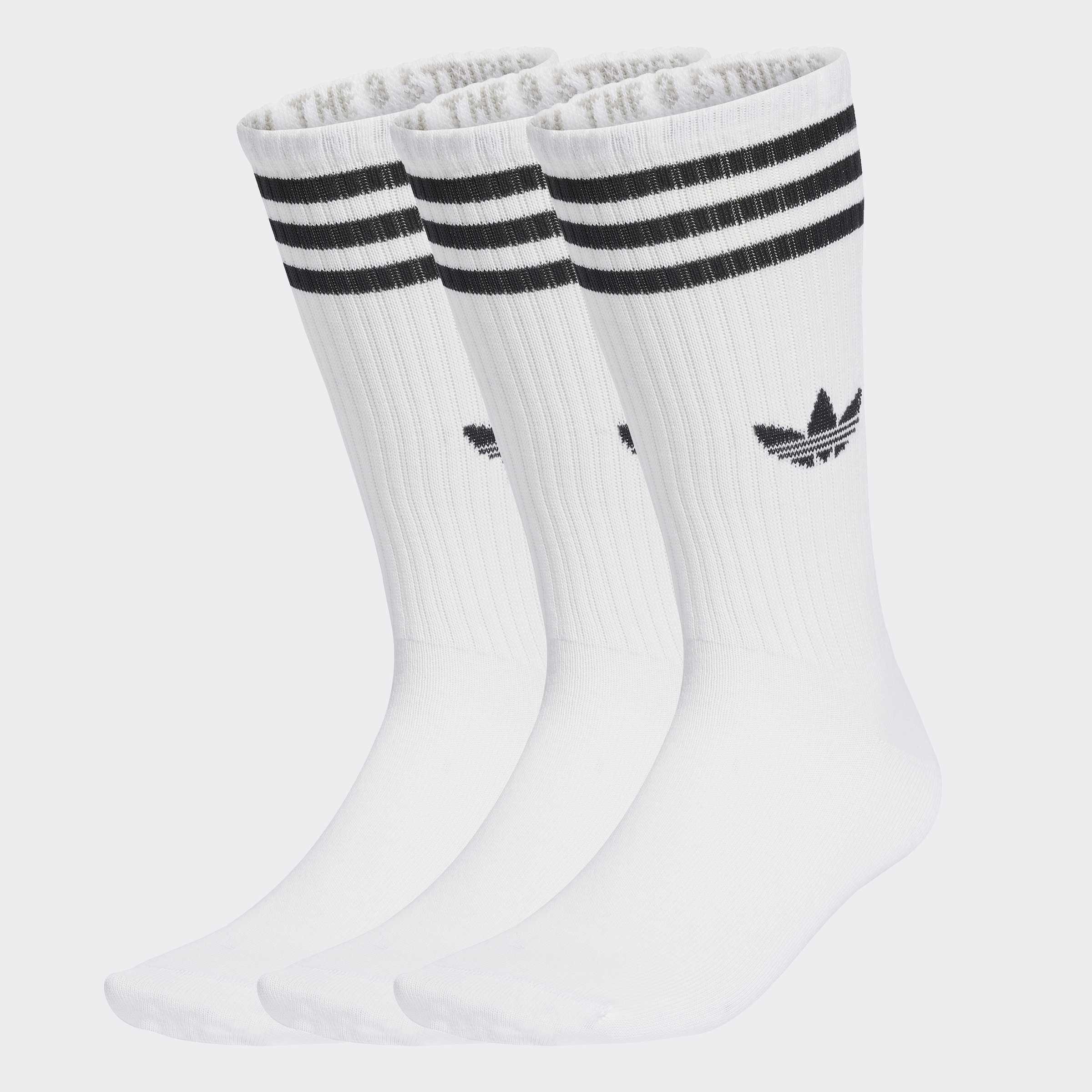Unisex 3-Stripes High Crew Socks - 3 Pairs, White, A701_ONE, large image number 3